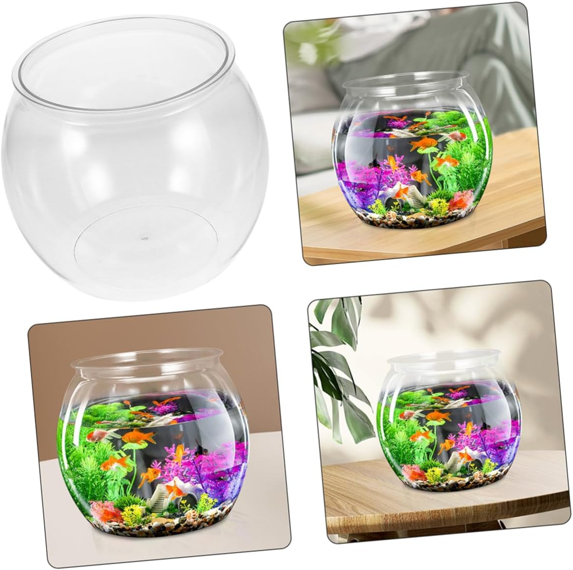 Abaodam Compact Transparent Desktop Aquarium Tank for Goldfish and Small Turtles Break Resistant Plastic Fish Bowl with Clear View for Office and Home Use Multi Function Small Aquatic Pet image number 1