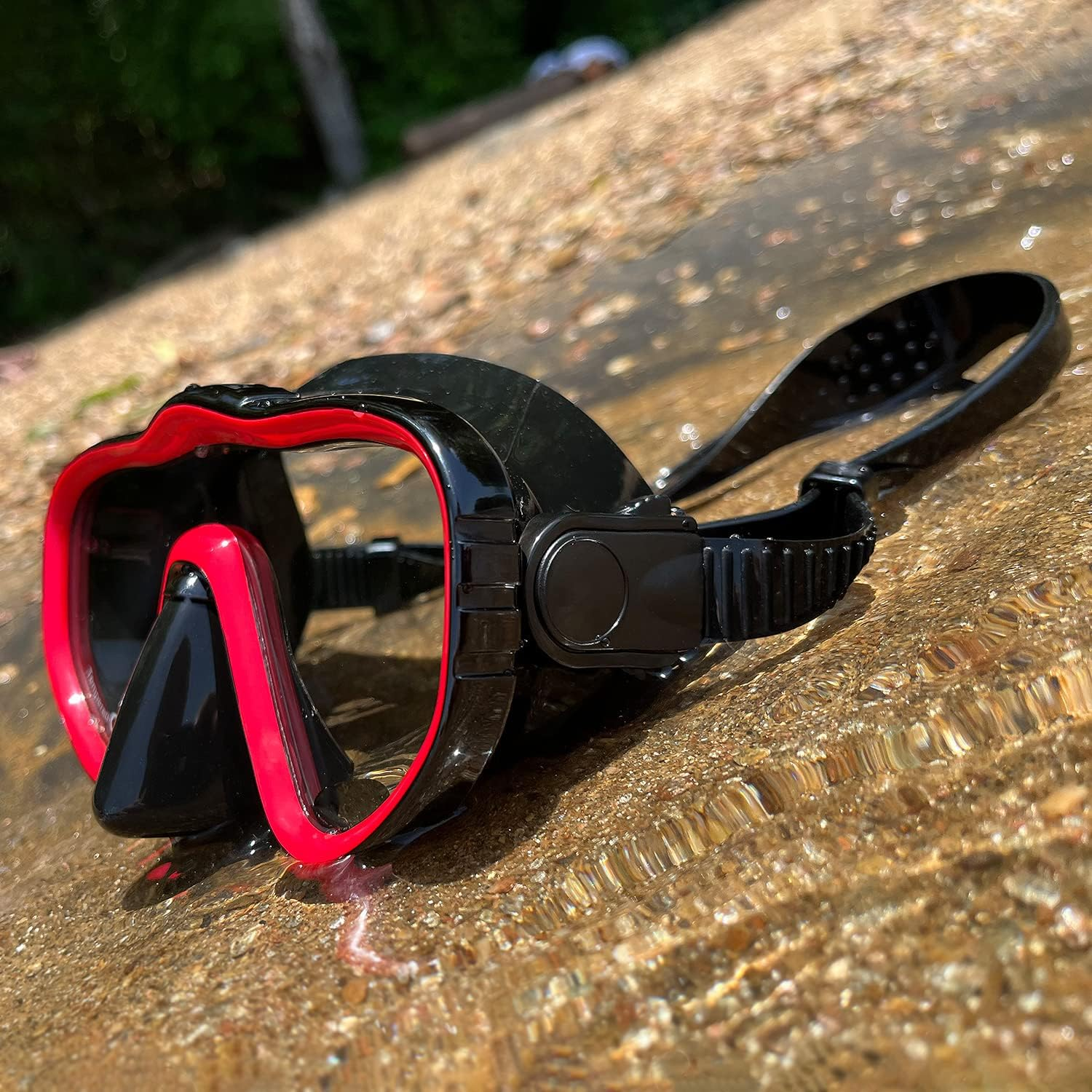 Kraken Aquatics Dive Snorkel Mask Adult | Quality Snorkeling Gear for Adults Scuba Gear Diving Mask Scuba Diving Gear Goggles for Swimming Masks - Black / Red image number 5
