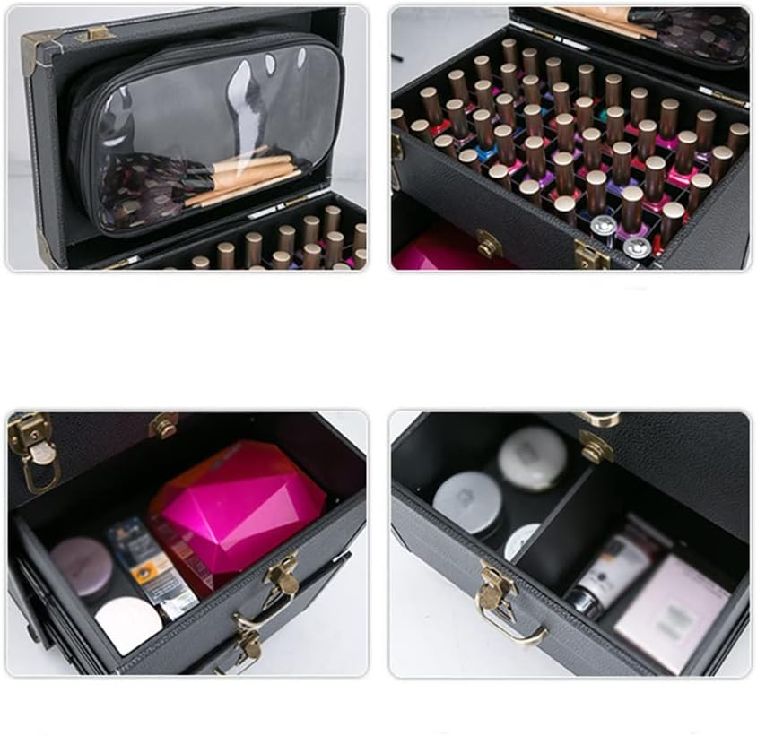 Trolley Makeup Box Universal Wheel Makeup Dresser Beauty Trolley Suitcase Rolling Suitcase Cosmetic Bag (Color : Black, Size/1255 image number 2