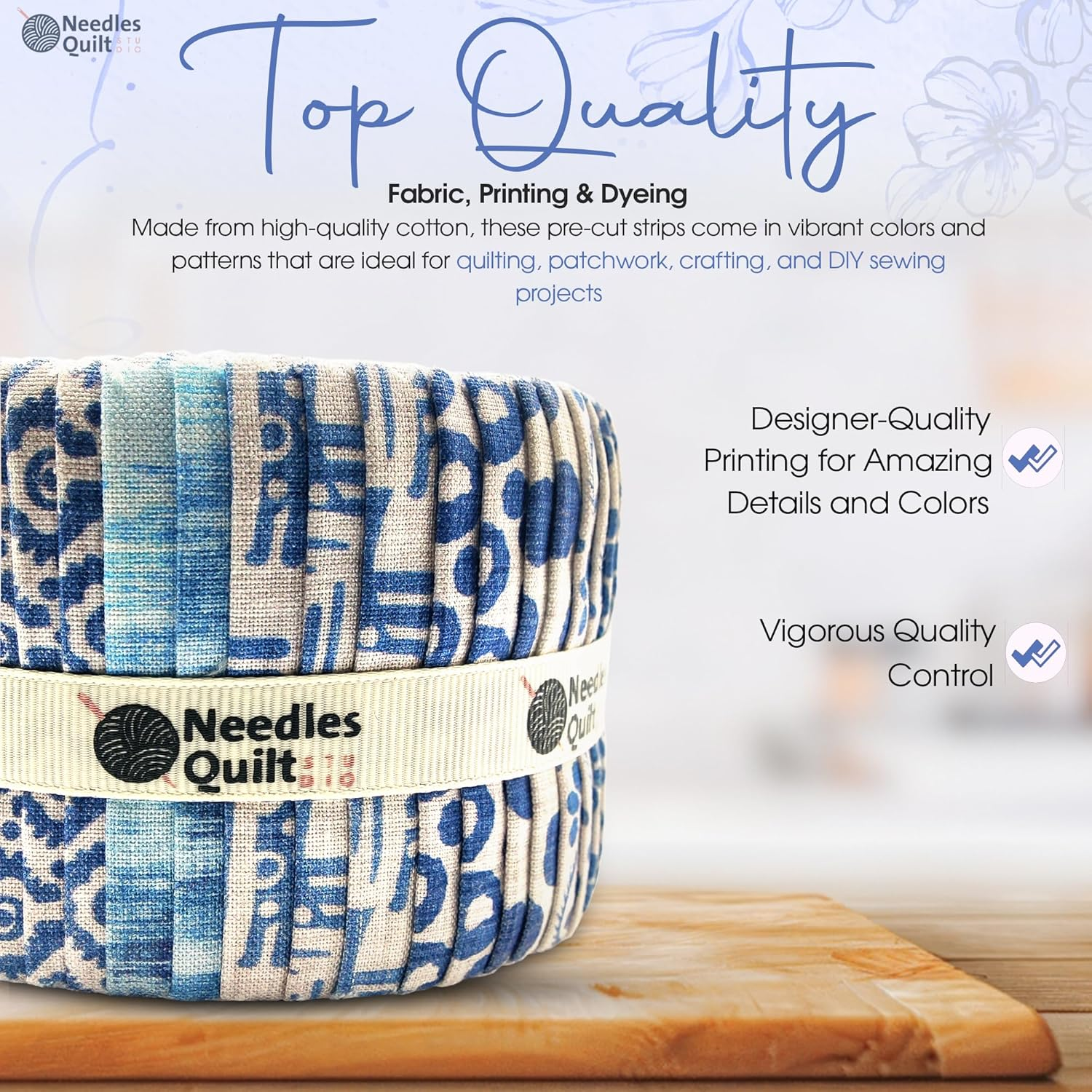 Needles Quilt Studio - 2.5" Precut 40 Fabric Strip Bundle (Scandinavian Cottage) | Cotton Strips Bundles for Quilting - Jelly Rolls for Quilting Assortment Fabrics Quilters & Sewing - Precuts Cloth image number 4