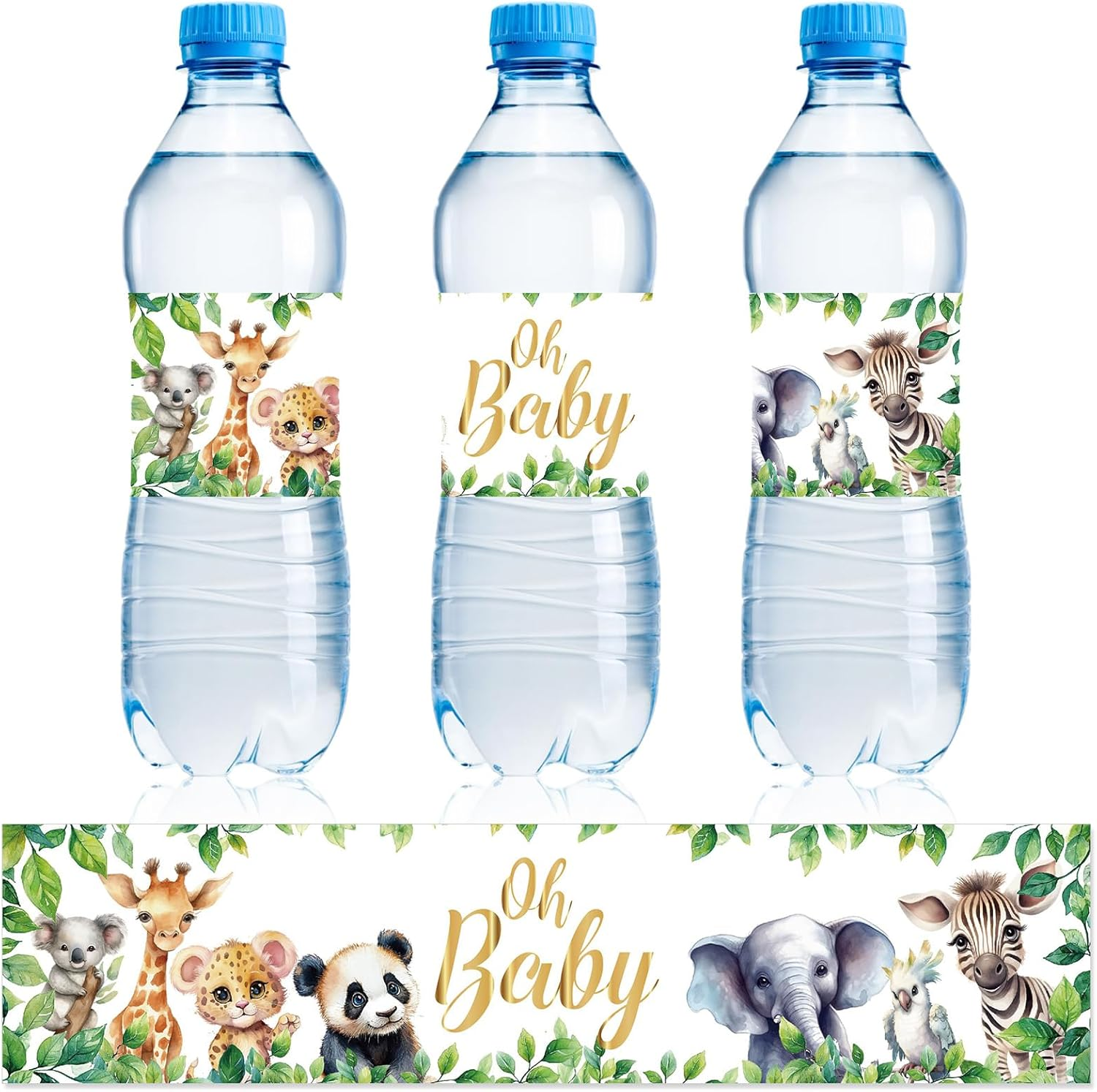 50Pcs Baby Shower Water Bottle Labels, Waterproof Decorative Water Bottle Labels Personalized Water Bottle Wrap Stickers for Baby Shower Party Decorations (Animal Style) image number 3