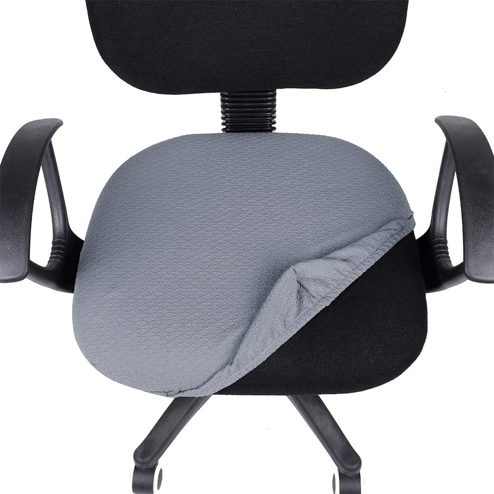 Smiry Stretch Jacquard Office Computer Chair Seat Covers, Removable Washable Anti-Dust Desk Chair Seat Cushion Protectors - Grey image number 6
