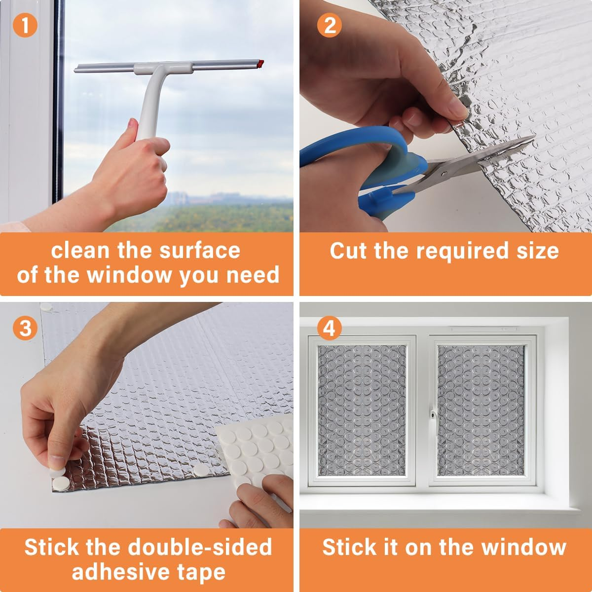 Double Reflective Insulation Roll, 23.6&ldquo;X10&lsquo; Double-Sided Aluminum Bubble Insulation Roll, Rv Window and Window Insulation for Winter and Summer, Garage Door, Roof, Car image number 2