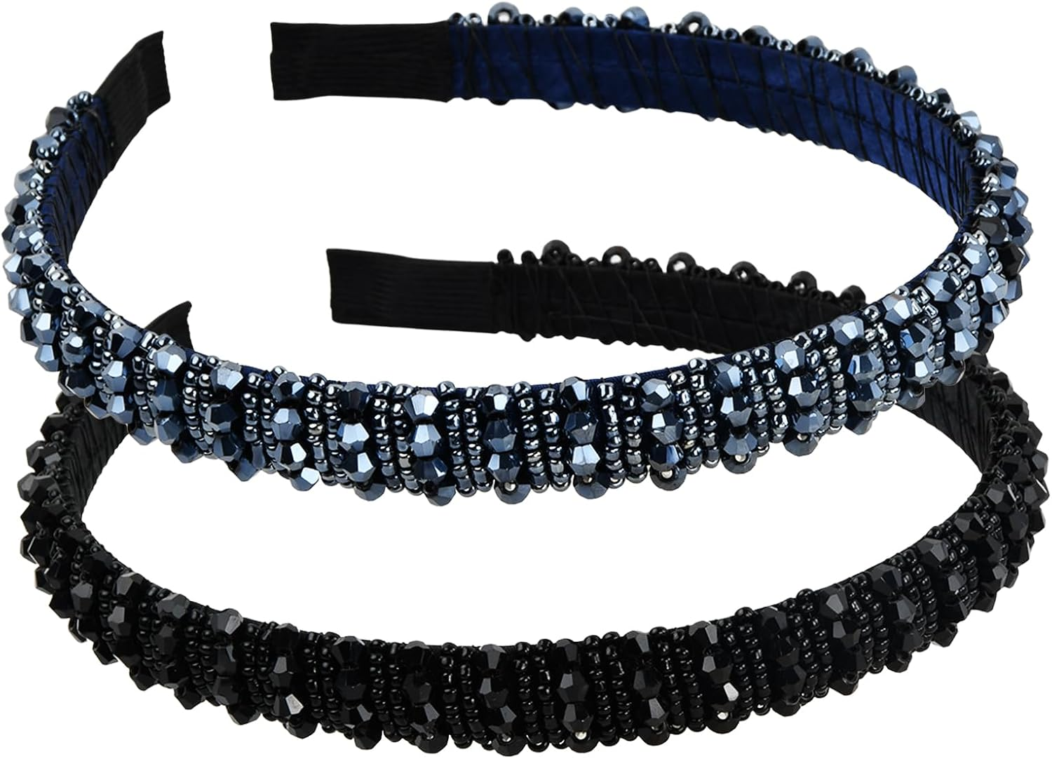 Amexo Pack of 2 Hair Bands for Women with Crystal Beads, Elegant Headband, Blue Headband for Bride, Bead, Chain, Hair Accessories, Headband for Women and Girls image number 4