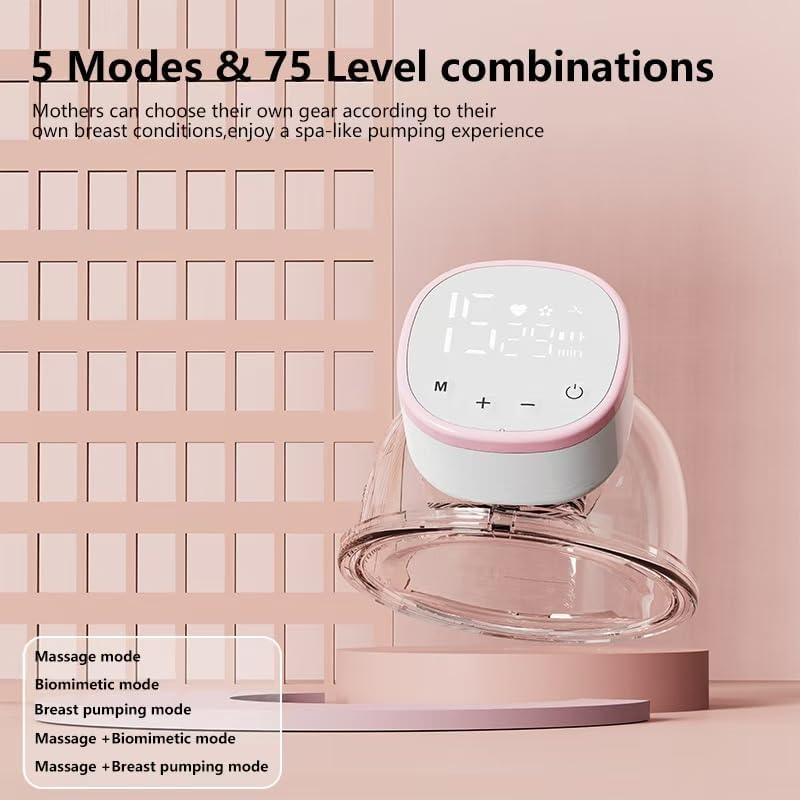 Breast Pump Hands-Free, Wearable & Portable Pump with Soft Doublefit Flange 24Mm, 3 Modes & 9 Levels Electric Breast Pump Portable for Easy Pumping, Smart Display (Pink, 2 Count) image number 1