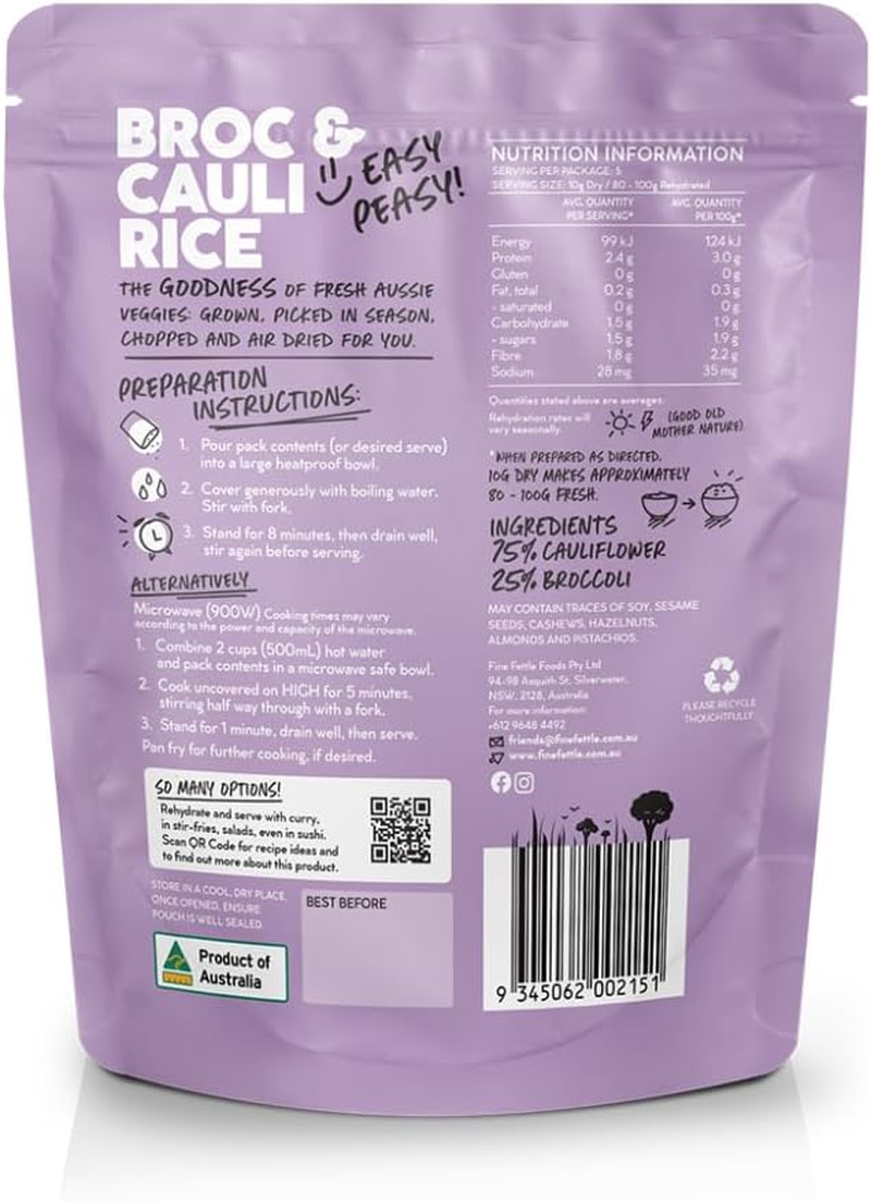Fine Fettle Pantry Essentials Multi Pack (Cauli Rice 50G, Broc & Cauli Rice 50G, Zucchini Noodles 20G). Cauliflower, Broccoli and Zucchini Alternatives - Low-Carb, Gluten Free and Keto Friendly image number 6