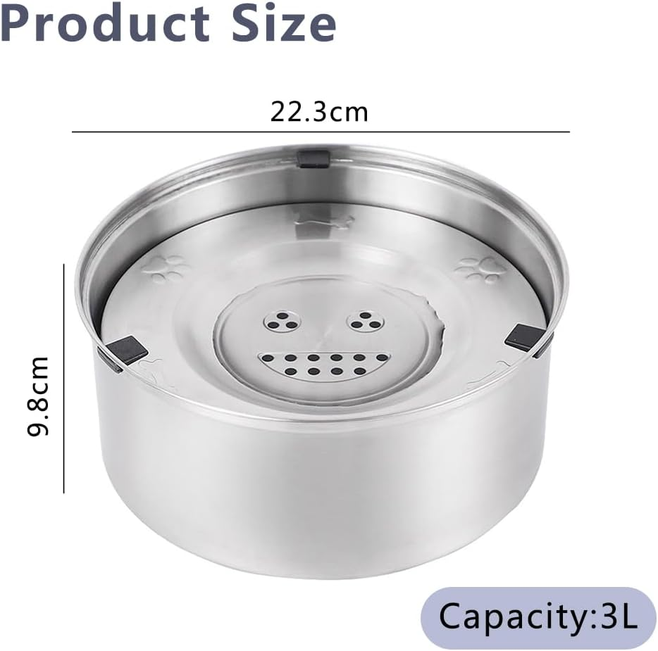 No Spill Pet Water Dispenser, No Splash Dog Water Bowls, Stainless Steel Slow Drinking Bowl, Vehicle Carried Travel Bowl for Dogs, Cats and Pets image number 2