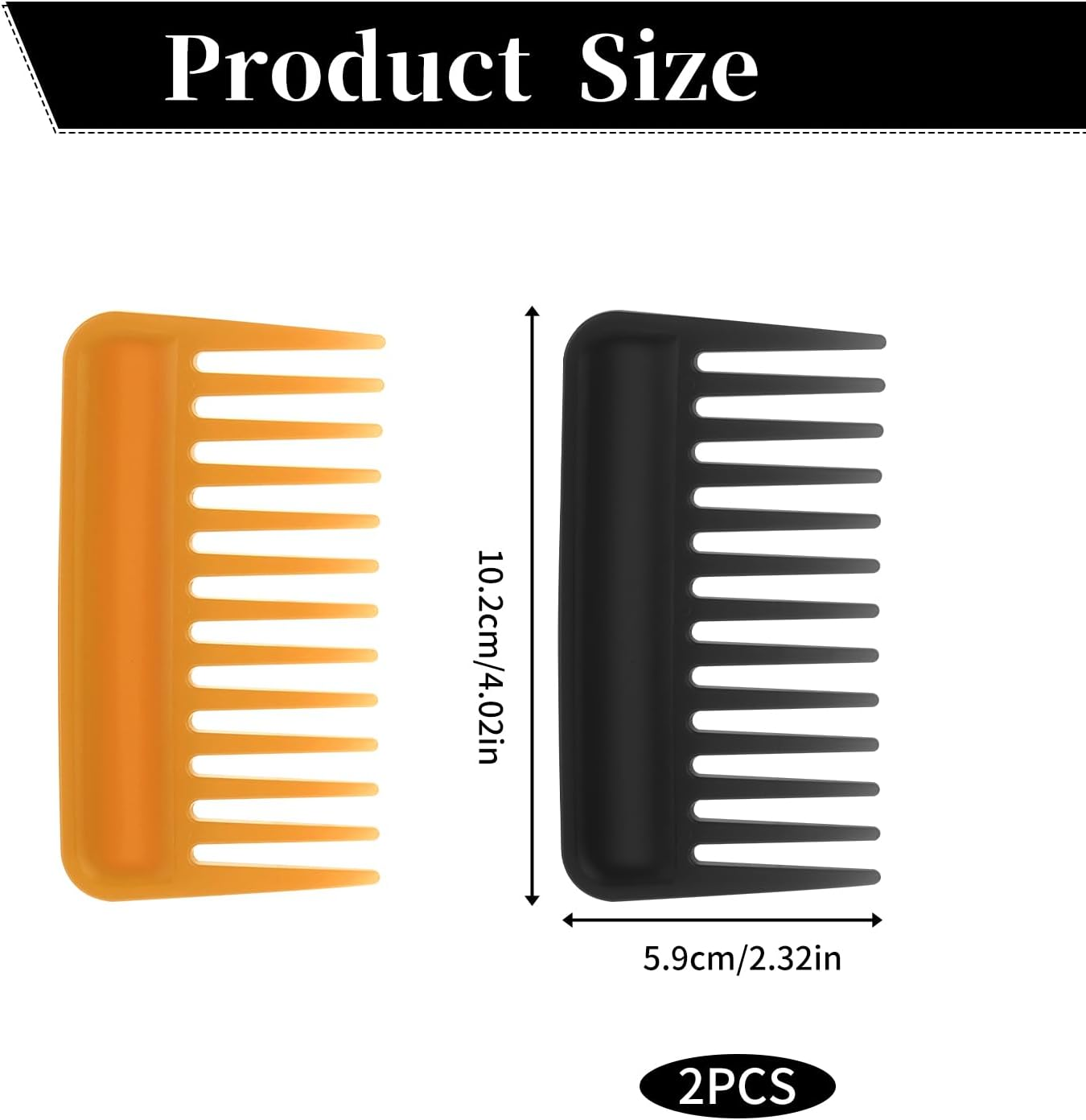 Styquenzer 2Pcs Mini Wide Tooth Comb,Small Travel Comb Portable Detangling Comb Beard Comb Large Tooth Pick Comb Anti-Static Small Comb Hair Styling Comb for Curly,Wet,Dry,Long Hair, Black, Yellow image number 6