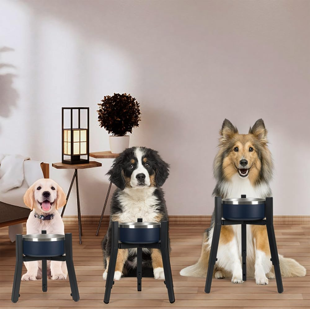 Adjustable Dog Bowl Stand, Width Adjustable 7-10.7 Inch, Height 9.8-13.4 Inch, Sturdy Square Tubular Dog Bowl Holder,Holder for Small, Medium and Dogs (Bowls Not Included, Black) image number 6