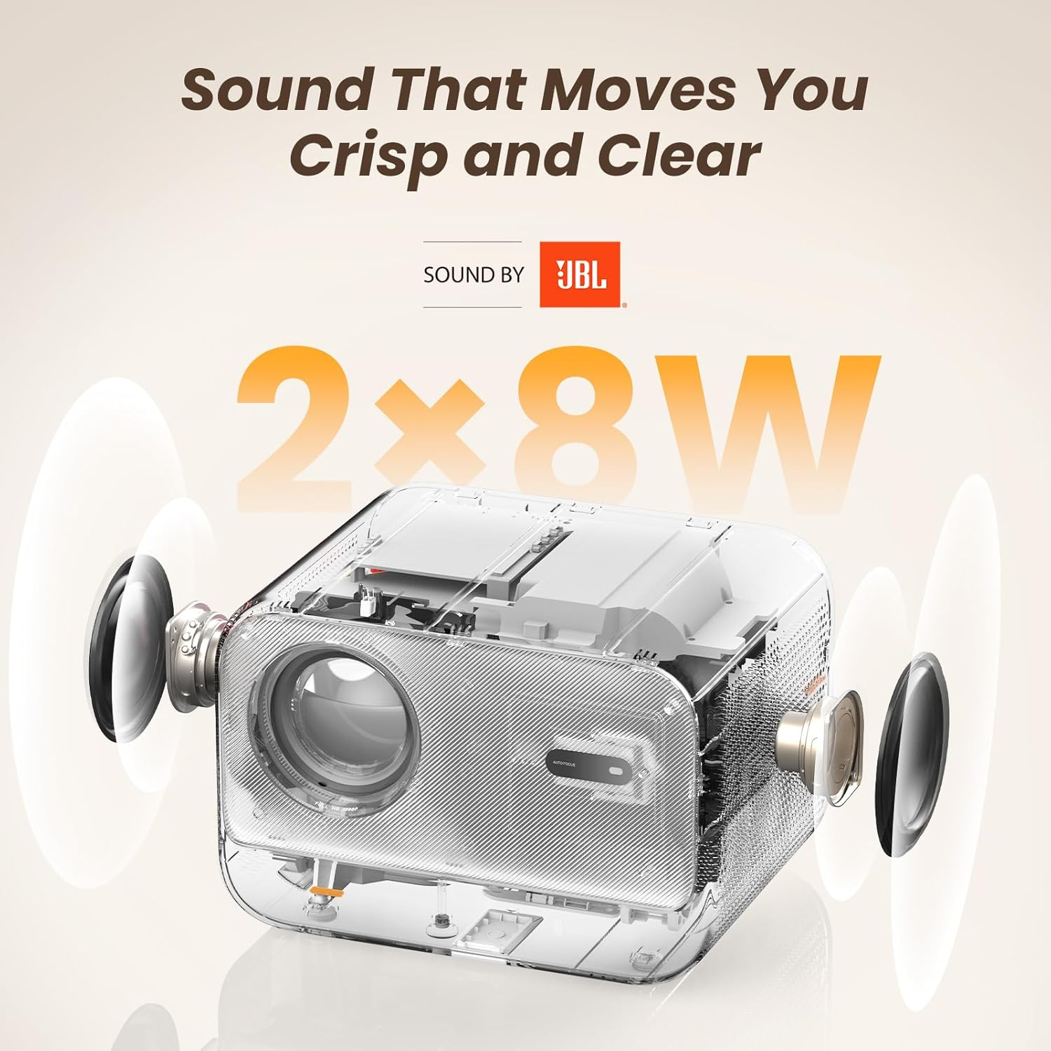 [Sound by JBL & High Brightness] Yaber L2S Projector with Wifi 6 and Bluetooth, Projector 4K Support, Auto Focus/Keystone Correction, 3D Sound,Portable Projector for Home & Outdoor image number 2