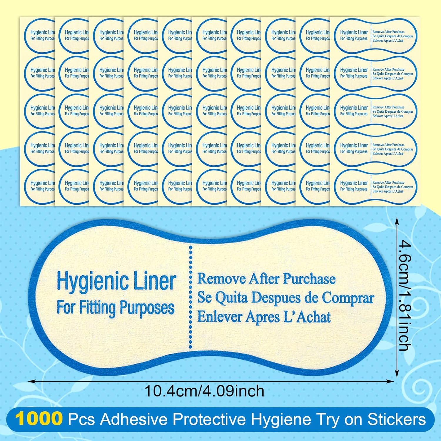 Dunzoom 500 Pcs Adhesive Protective Hygiene Try on Stickers Hygiene Strips Bulk for Swimwear Lingerie Underwear Bathing Suit Panty Liners Bikini for Girls Women Models Customer Small Business image number 3