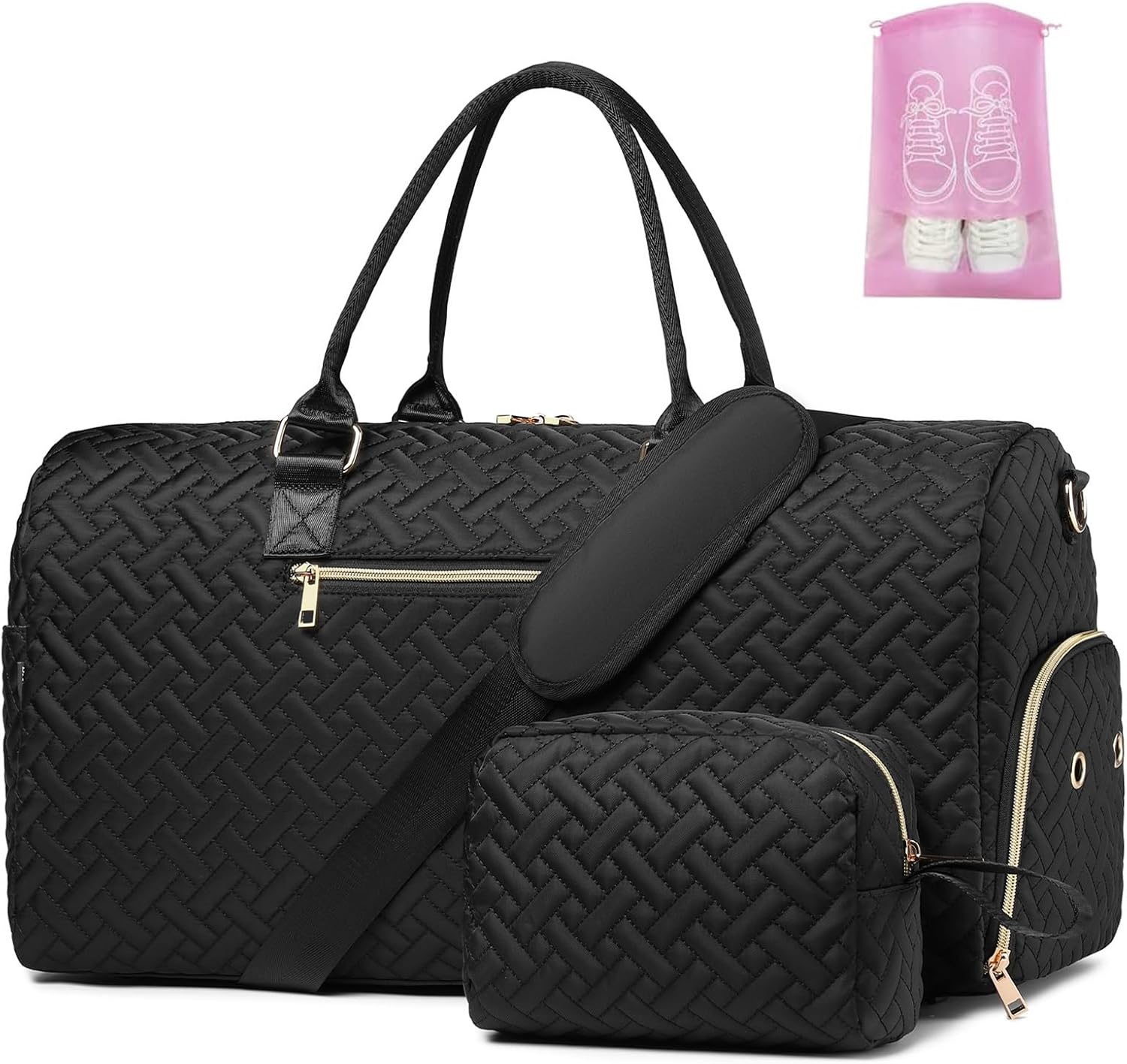 Duffle Bag for Travel, Weekender Bag with Shoe Compartment, Carry on Overnight Bag for Women with Toiletry Bag, 50L Gym Bag with Wet Pocket, Hospital Bags for Labor and Delivery, Lavender Purple,