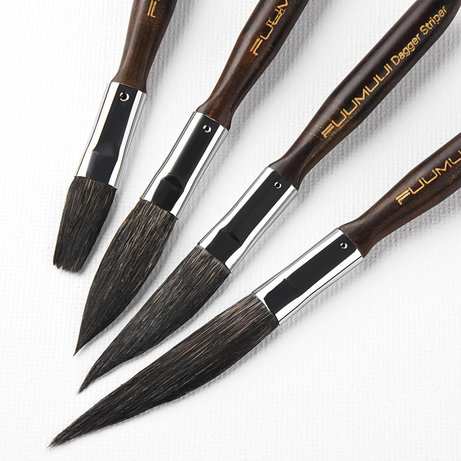 Squirrel Hair Pinstriping Brushes - 4 Squirrel Hair High Performance Striping Brushes, Multiple Sizes, Sword Liner Artist Brush, Sign Painting Brushes, Scroll Brushes - Watercolour Brushes image number 4