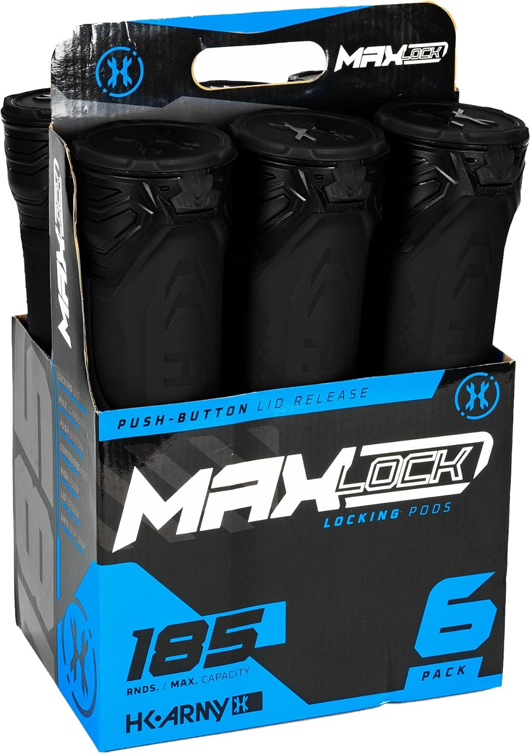 HK Army Paintball Pods - Maxlock 185 round Locklid 6-Pack
