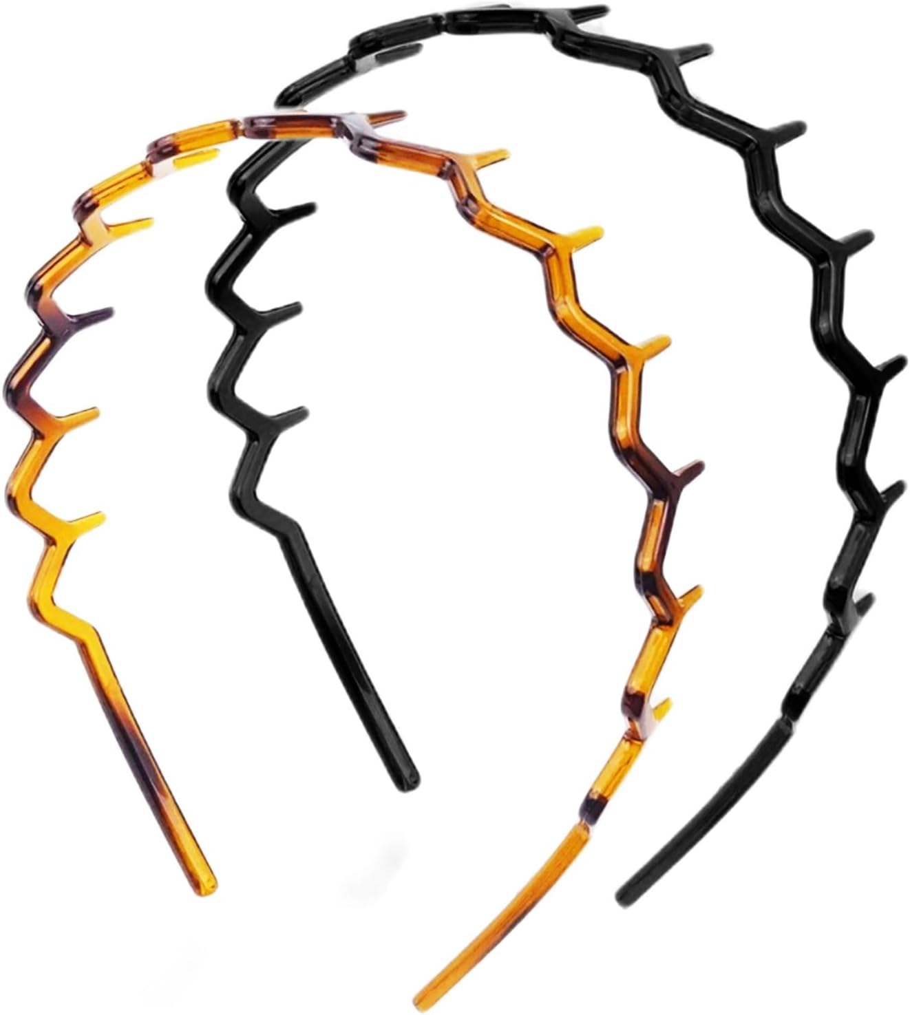 Dazzhues Pack of 2 Plastic Headbands, Double Row Headbands, Non-Slip Headband with Teeth, Hair Band Accessories for Women and Girls image number 1