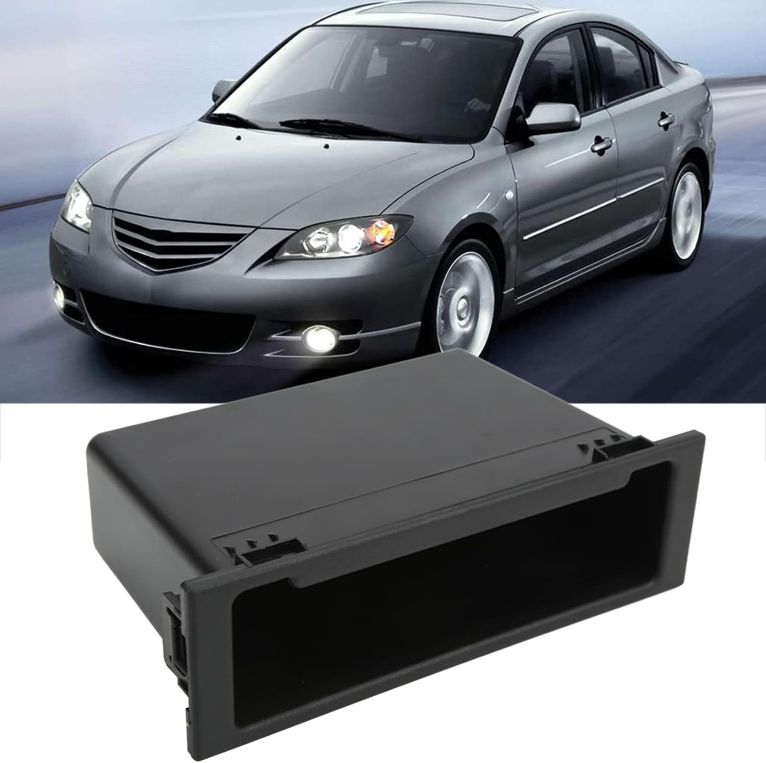 Changor 1Din Stereo Radio Storage Box Dashboard Organizer Replacement Red Wolf Single Din Radio for with ABS Plastic Sturdy Construction No Modification Needed