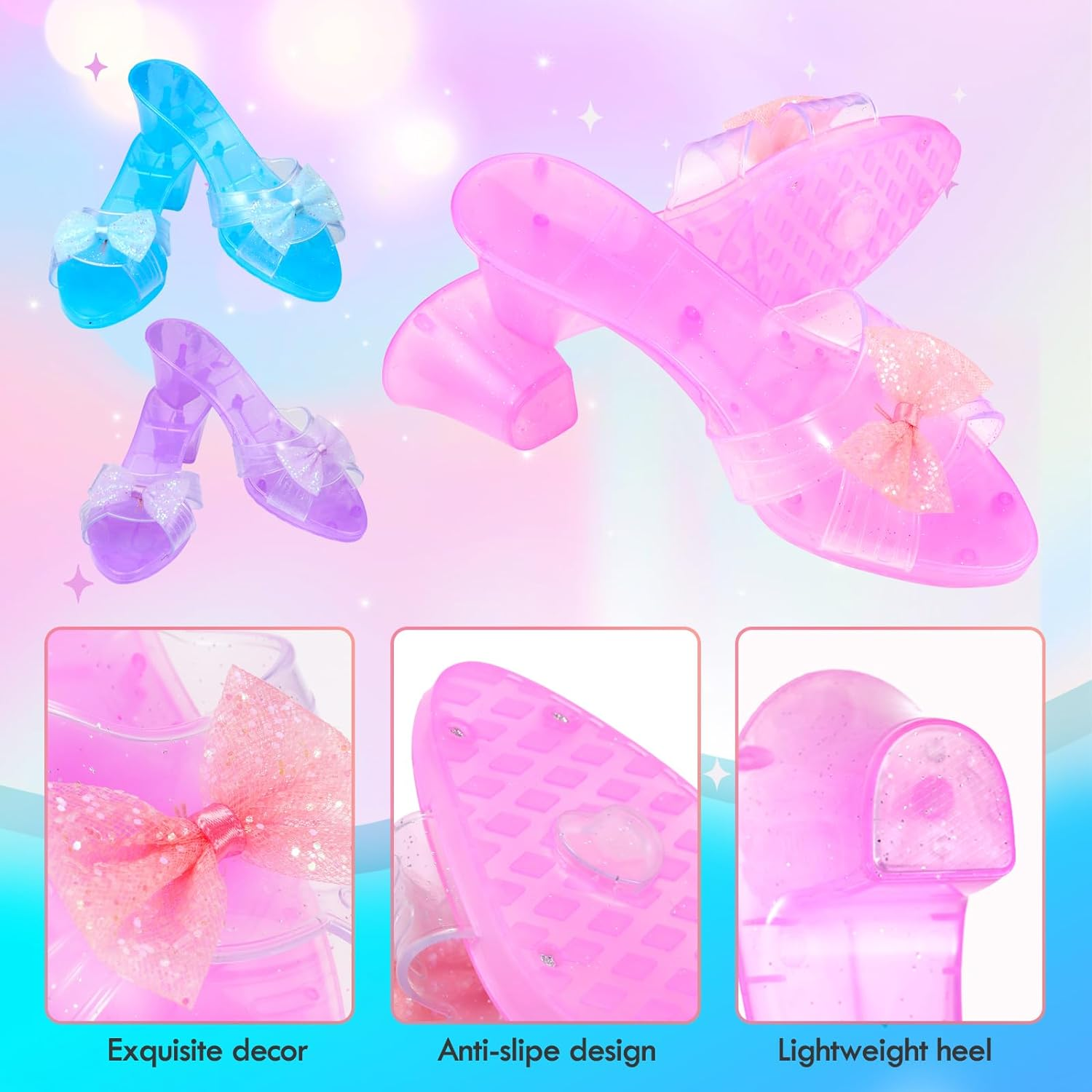 PELOSTA Princess Dress up Toys & Toddler Jewelry Boutique Kit,Princess Costumes Set of Color Skirts,Shoes,Crowns,Princess Accessories,Girls Pretend Role Play Party Favor,3 4 5 6 7 Year Old Girls Gift image number 5