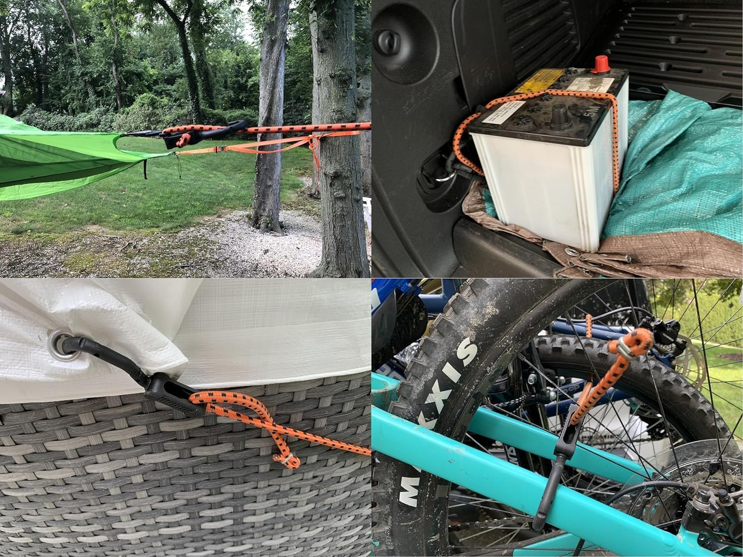 Kotap MABC-ASMT All- Purpose Adjustable Bungee Cords with Hooks, Assorted, Orange/Black, 10 Count image number 1