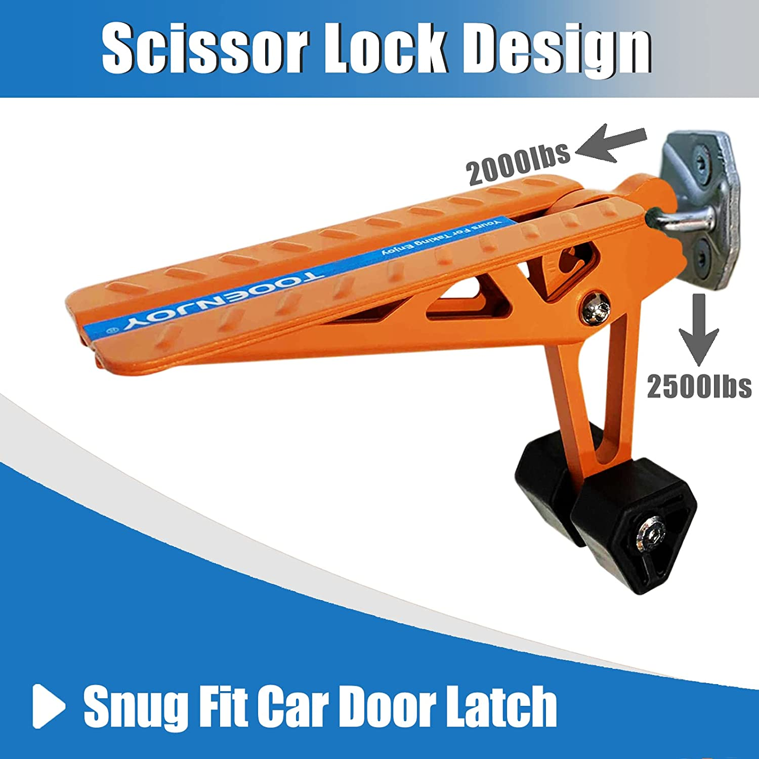 TOOENJOY Universal Fit Car Door Step, Foldable Roof Rack Door Step up on Door Latch, Both Feet Stand Pedal Ladder, Easy Access to Rooftop for Most Car, SUV, Truck, Max Load 400 Lbs(Orange - Grey image number 6