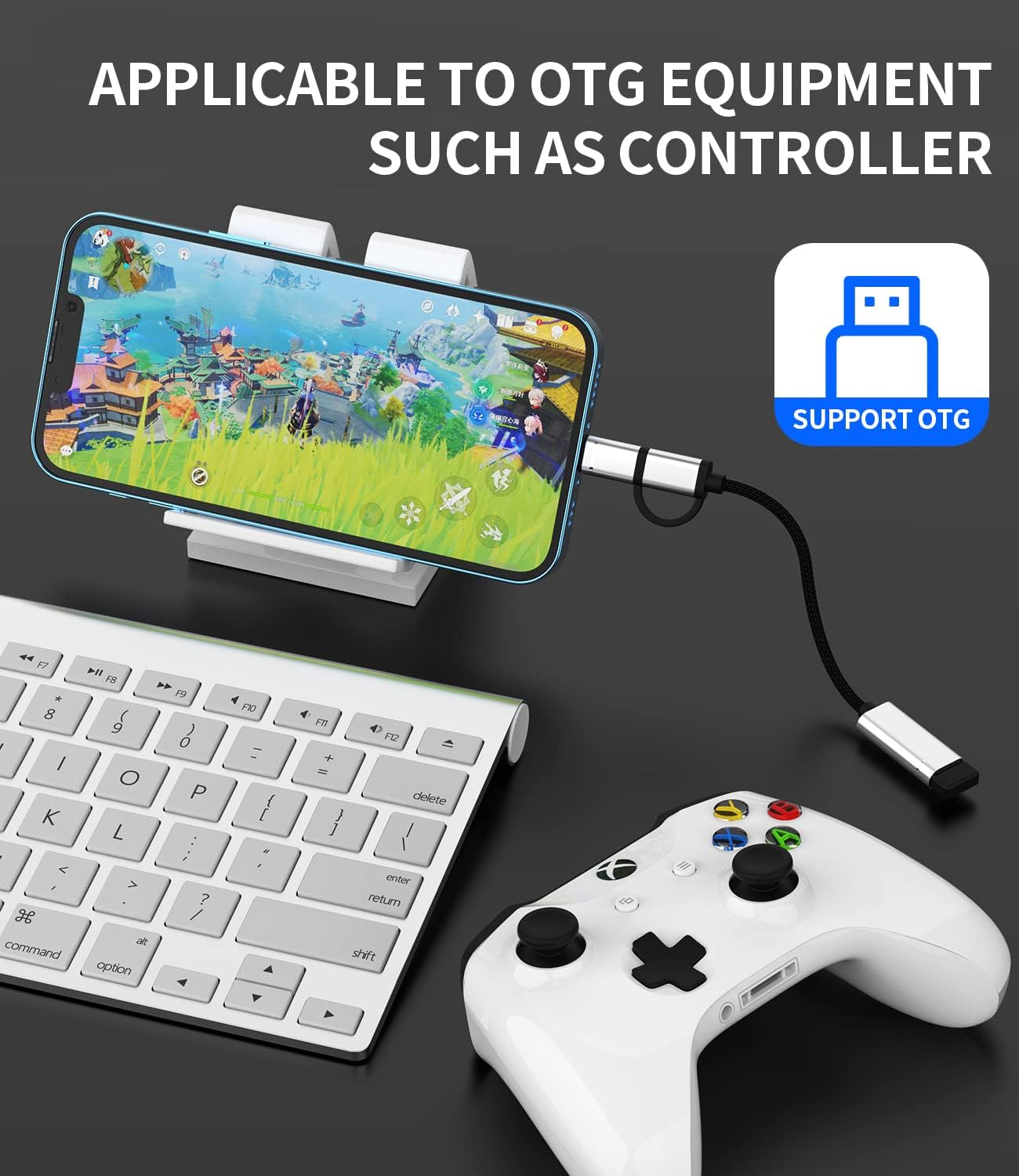 Iphone OTG Cable Adapter(2In1)Usb-A Female to USB C Lightning Male Converter Apple Iphone15 Pro Max plus Ipad Pro Air Mini 3.0 Dongle Thunderbolt Camera Mouse Cord Adaptador Compatible for Samsung CJJ image number 6