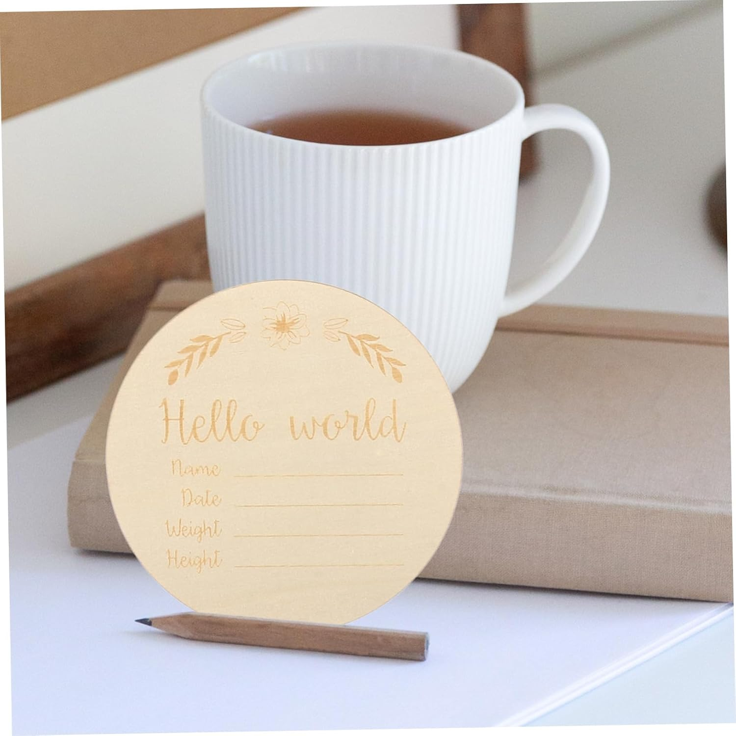 DOITOOL 14Pcs Laser Engraved Wood Chips Milestone Wooden Circles for Newborn Photo Props Months Signs Birth Announcement Cards image number 6