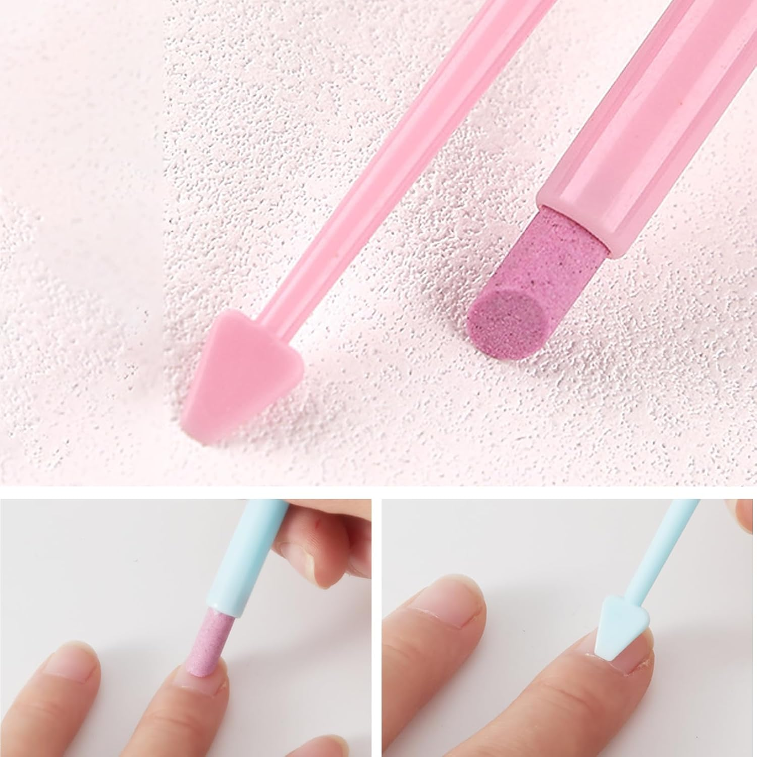 JERCLITY 6 Pieces Quartz Stone Nail File Cuticle Pusher Pen Peeling Dead Skin Cuticle Remover Pen Nail Buffer Pen for Nail Art image number 1