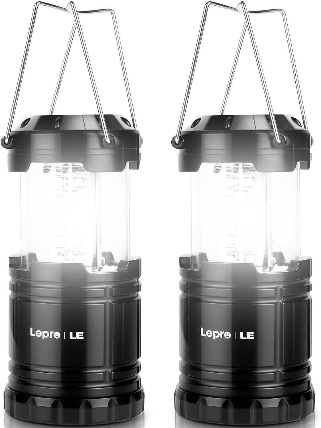 Lepro Camping Lights, Collapsible Camping Lantern Battery Powered, Portable Camping Light for Tents, AA Battery Operated, Battery Lanterns for Power Cuts, Emergency Lighting, Fishing, Pack of 2 image number 5