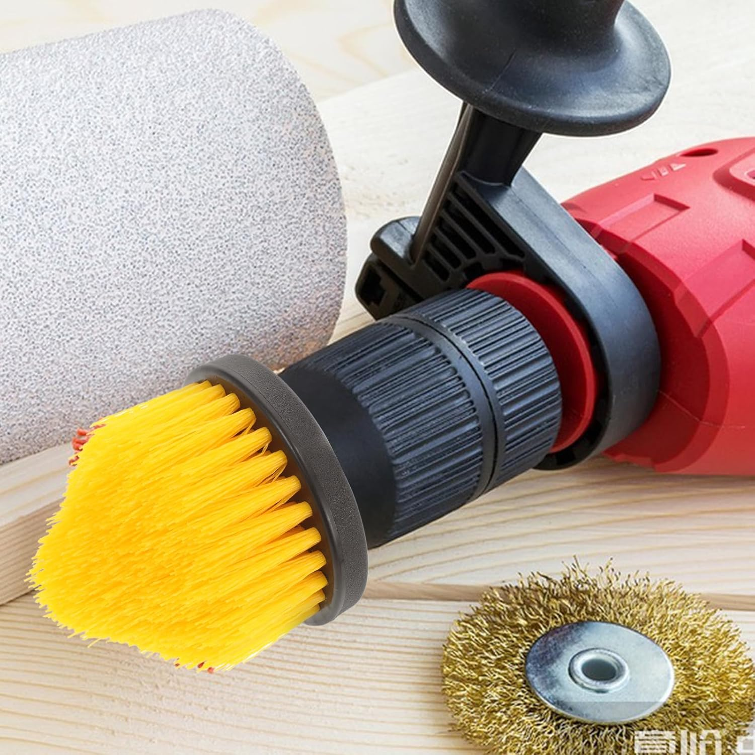 Hohopeti 2Pcs Drill Brush Attachment Cleaning Tool Kit for Bathtub Shower Tile Walls with Stiff Bristles Yellow Scrubber Compatible with Hand Drills image number 5