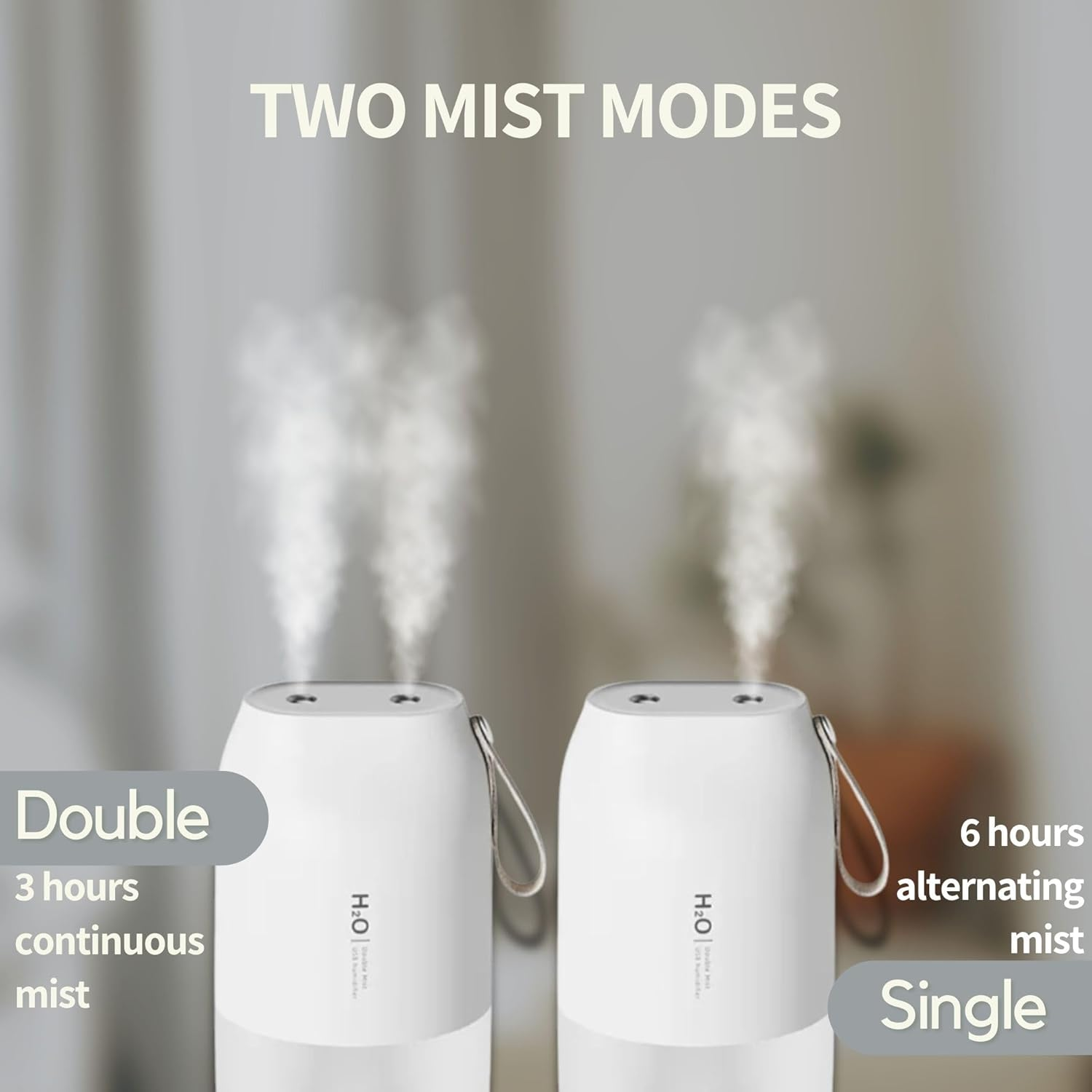 JOYFULNEST CO. Portable Humidifier &ndash; 300Ml Double & Single Mist, USB-C Rechargeable 2000Mah Battery, Quiet Night Light, Leak-Proof & Travel Humidifier for Car, Office, Bedroom, Baby & Dry Air Relief image number 1