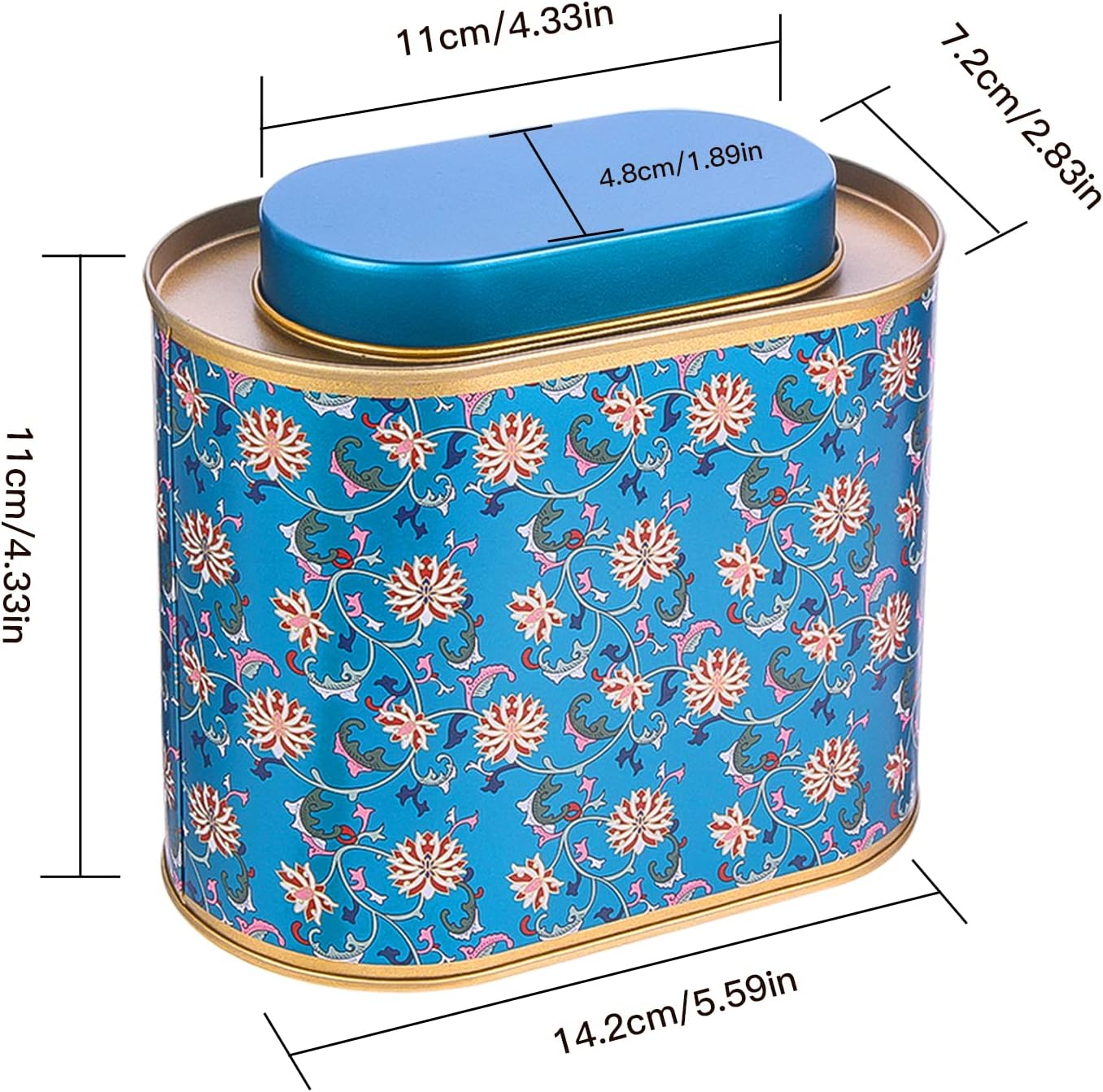 3-Pack Large Tea Tins for Loose with Lid - Metal Sealed Jar Canister Oval Shape 3.53~7Oz Small Tin Cans Storage Kitchen Canisters Bag Organizer, Coffee, Candy, Herbs image number 1