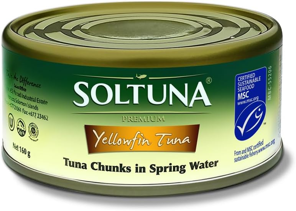 SOLTUNA PREMIUM TUNA Yellowfin CHUNKS in SPRINGWATER 160G X 24 (Carton of 24 Cans)