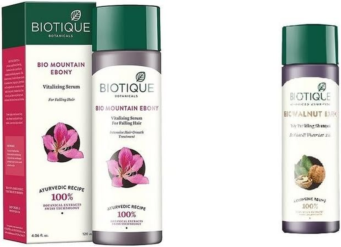 Biotique Bio Mountain Ebony Vitalizing Serum (120Ml) & Walnut Bark Fresh Lift Body Building Shampoo (190Ml)