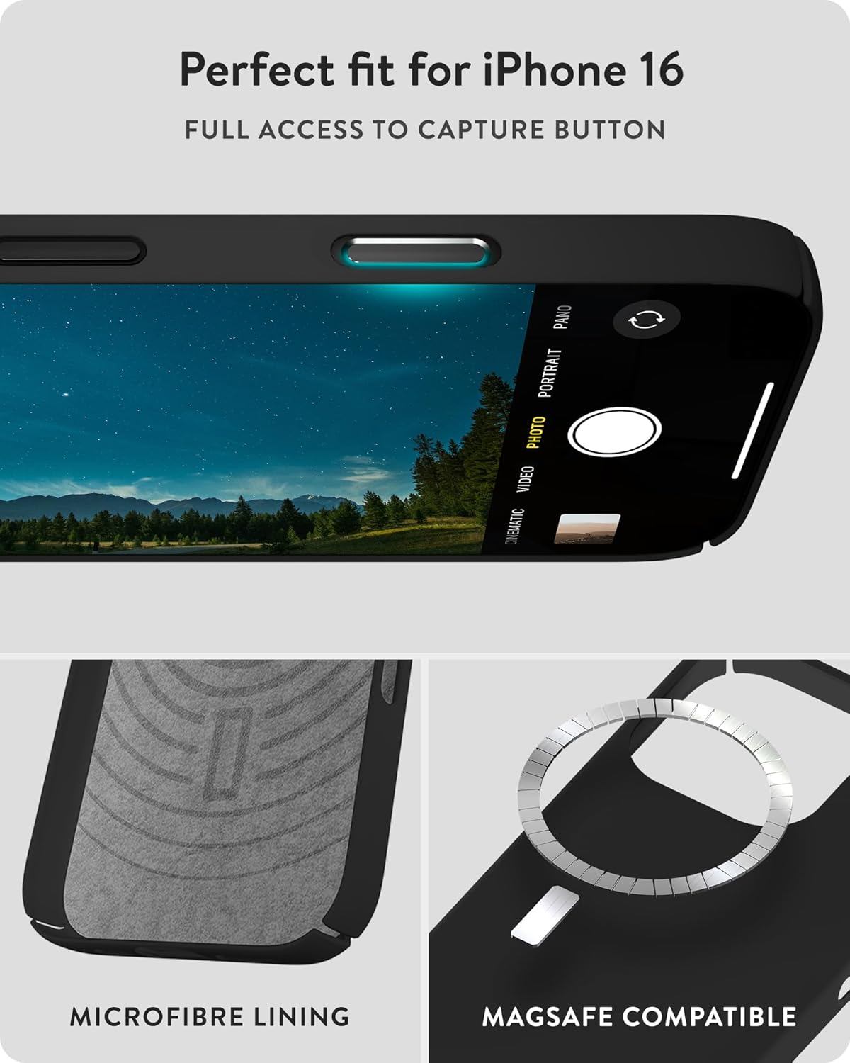 Mous for Iphone 16 Pro Case Slim Magsafe Compatible - Super Thin 2.0 - Magnetic Phone Cover - Black image number 3