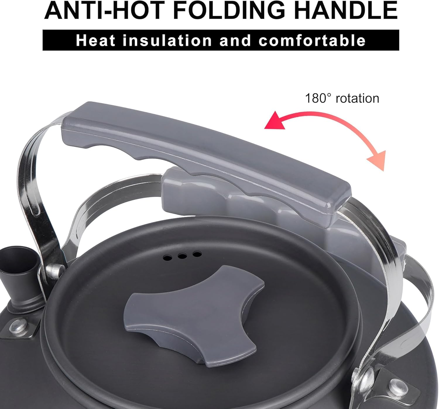 Alocs 0.8L Kettle Teapot, Portable Camping Coffee Pot, Hard-Anodized Aluminum Camping Kettle, Compact Tea Kettle for Stove Top, Outdoor, Hiking, Camping, Picnic and Traveling. image number 2