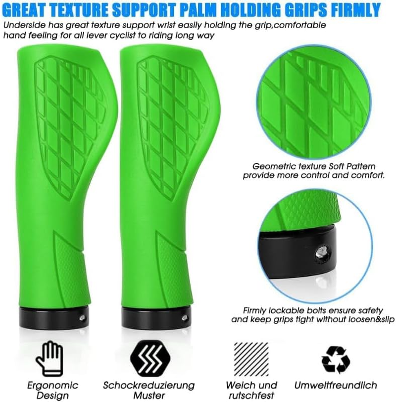 Bike Grips - Single Lock-On Bike Handle Grip | Non-Slip Comfort Mountain Ergonomic Bike Grips for Mountain Bike E-Bike Hybrid City Commuter Bikes - Blue image number 3