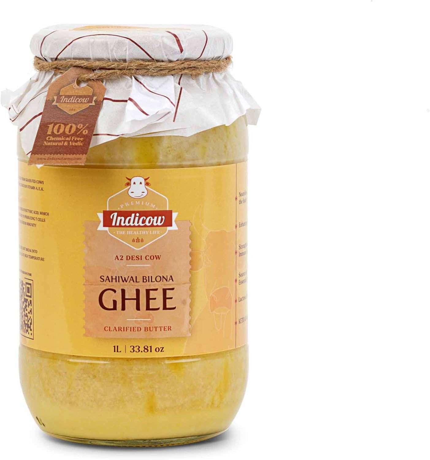 Indicow Organic Dairy Foods Pure Authentic A2 Ghee (1000Ml(1Ltr), Sahiwal) image number 2