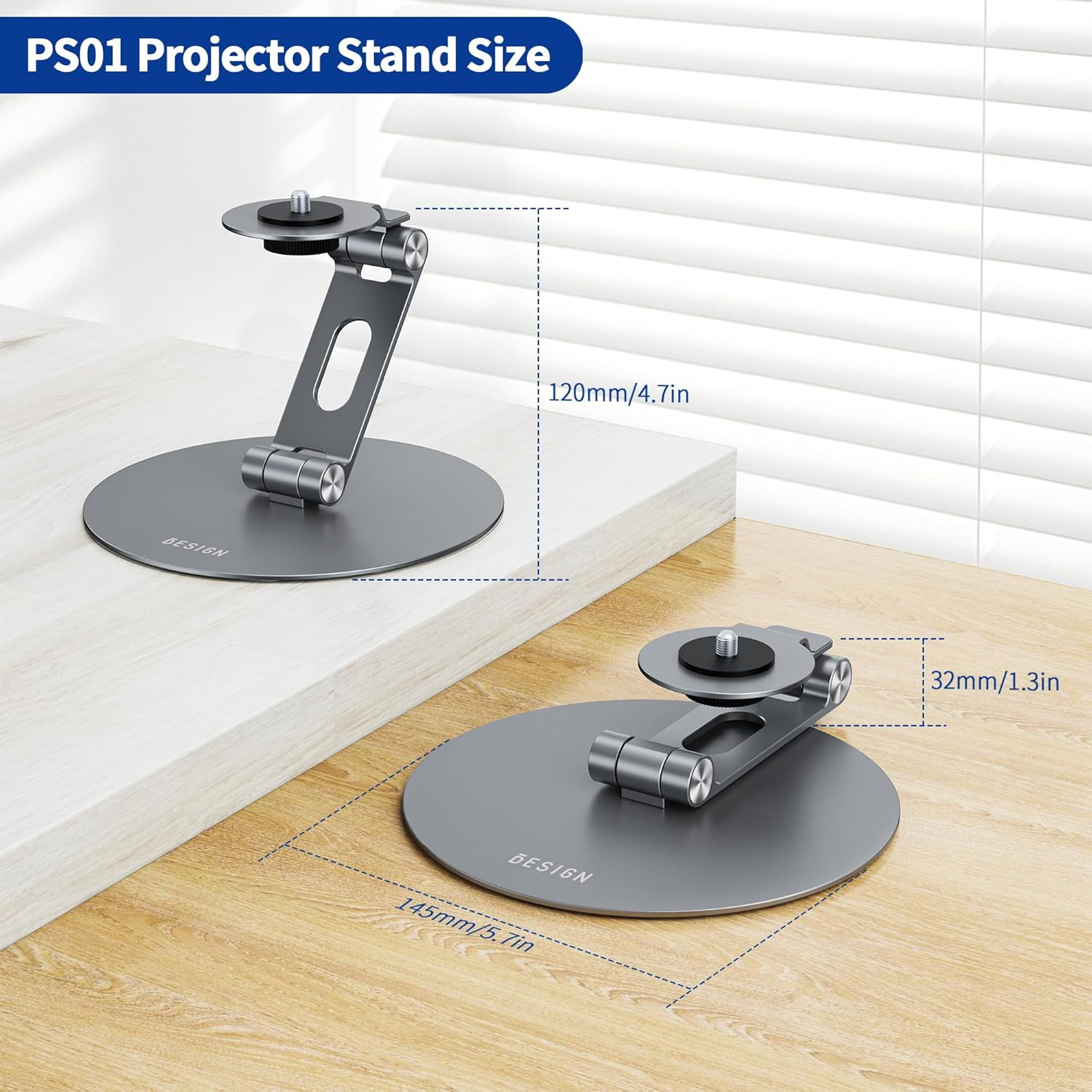BESIGN PS01 Projector Foldable Mount Stand, Angle Adjustable Projector Stand with 1/4 Inch Mounting Screw image number 5