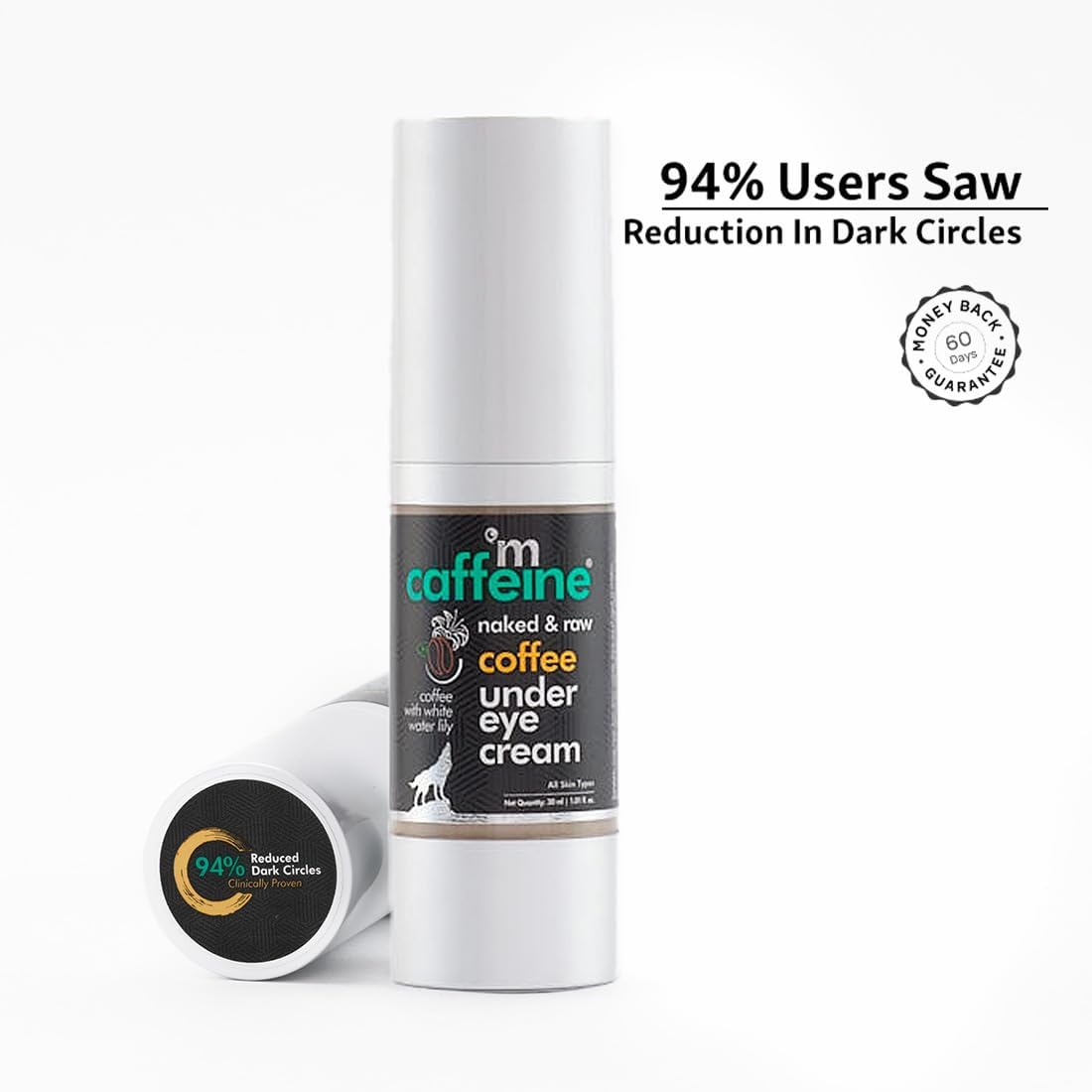 Mcaffeine Coffee under Eye Cream with Free Eye Roller | Reduces Dark Circles, Puffiness and Fine Lines | with Vitamin E and White Water Lily | Natural Aroma | 30Ml image number 5