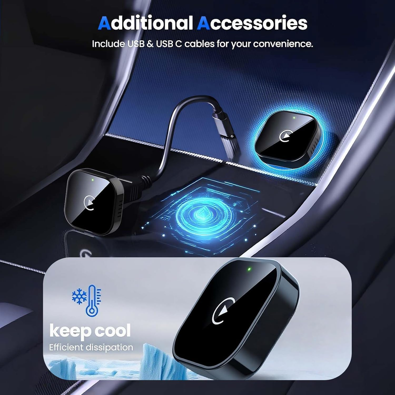 Wireless Carplay Adapter for Iphone, Mini USB Design for Cars with Wired Carplay, Fast Connection,5.8Ghz Wifi,No Delay, Compatible with Ios 10+ & Iphone 6+, Usb/Type C,Plug and Play (Black) image number 2