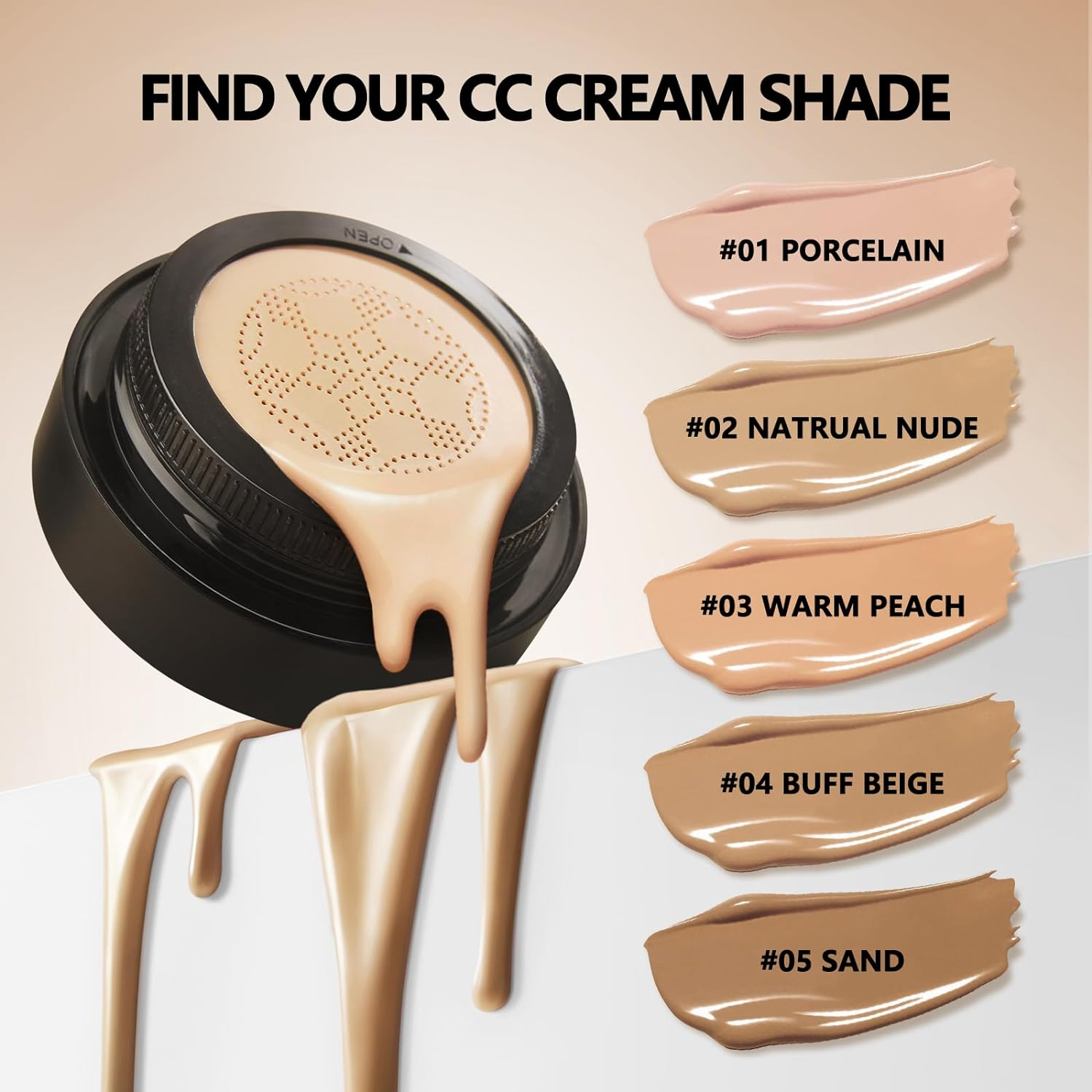 Anglicolor Mushroom Head Air Cushion CC Cream,Full Coverage Concealer,Face Makeup Foundation Long Lasting,Cc Cream Makeup Base Primer Even Skin Tone (#01 Porcelain, 30Ml)