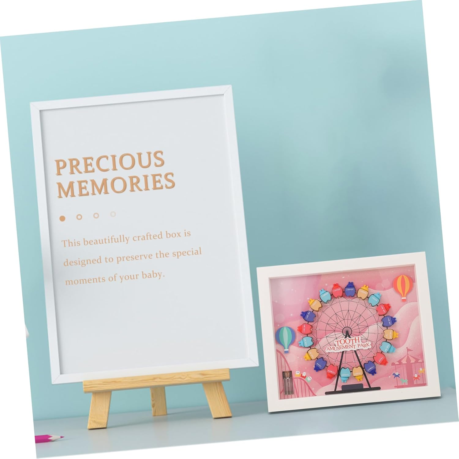 KOMBIUDA Tooth Keepsake Box Adorable Ferris Wheel Design for Boys Storage for Newborn Teeth Memories Lightweight and Compact Organizer