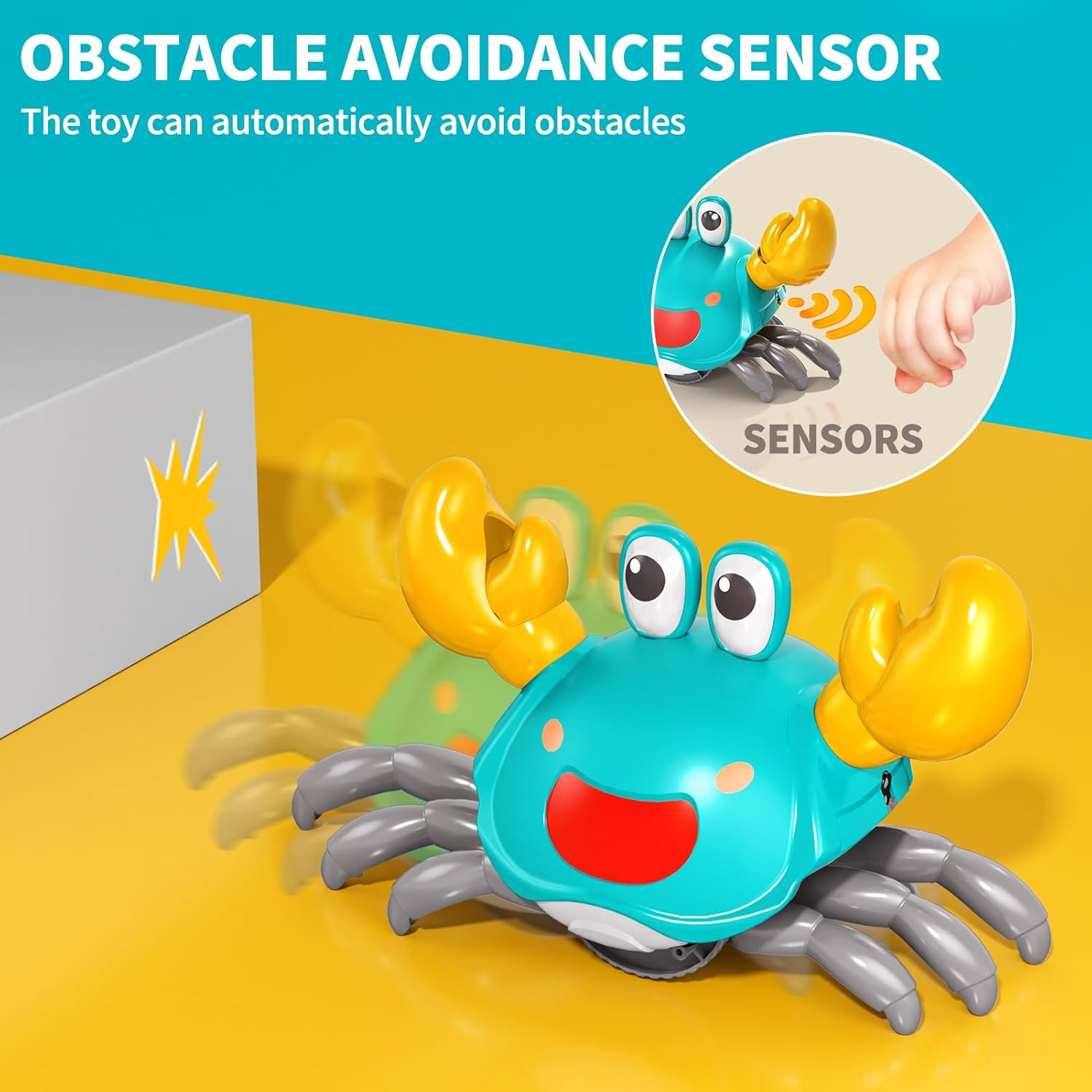 Crawling Crab Baby Toy for 36-48 Months Kids - Toddler Interactive Learning Development Toy, Sensory Walking Music and LED Light Up, Walking Dancing Moving Crab with Obstacle Avoidance image number 3