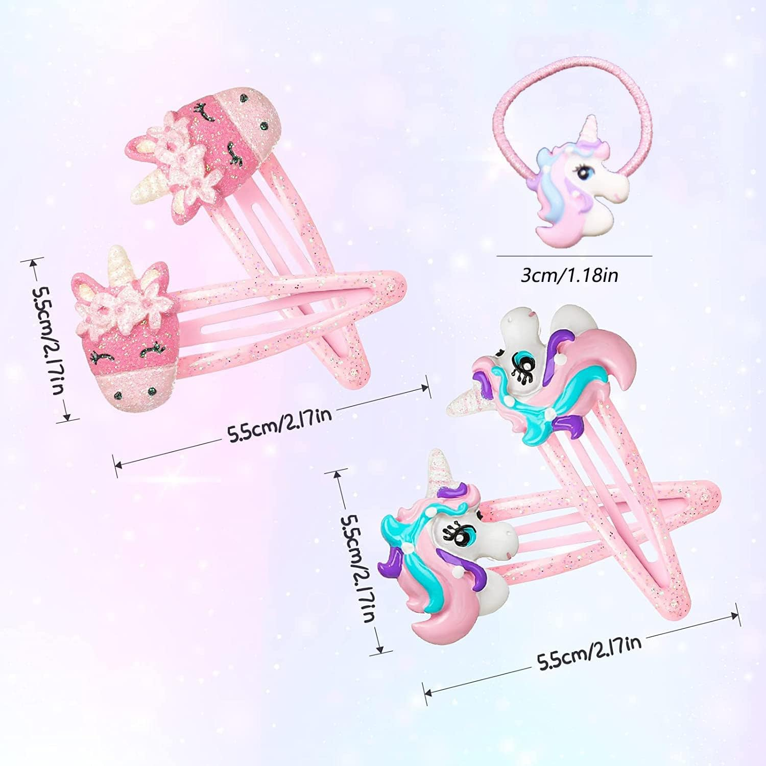 Queerelele Unicorn Hair Clips Unicorn Hair Bobbles PVC Cartoon Hair Clips Hair Clips for Children Unicorn Hair Accessories Girls Hair Clips for Toddlers Girls Hair Clip Accessories Gift (Pack of 5)