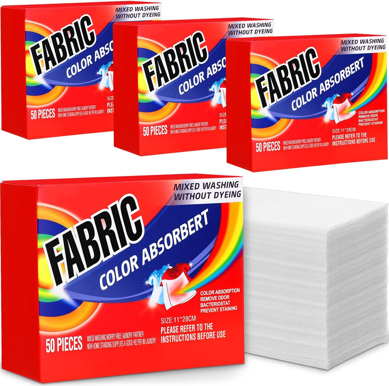 200 Pcs Count Color Absorber Laundry Sheets Color Dye Guard Sheets for Laundry Prevent Color Runs or Bleeds Fragrance Free Color Trapping Sheets for Home Apartment image number 2