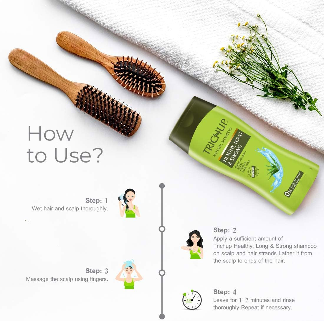 Trichup Natural Shampoo Healthy, Long & Strong Shampoo - Enriched with Neem, Henna & Aloevera - 400Ml (13.52 Fl.Oz)