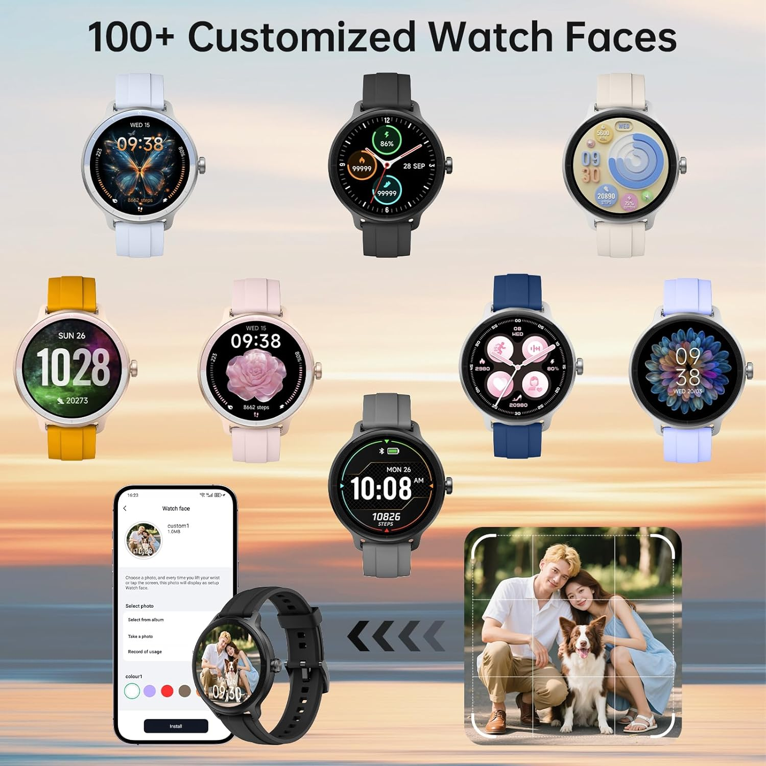 Smart Watch for Women Men (Answer/Make Calls), Smartwatches Built-In AI Voice, 1.27" HD Touch Fitness Watch with Heart Rate/Sleep/Step/Spo2 Monitor, 100+ Sports Modes & IP68 Waterproof for Android Ios - Black image number 6