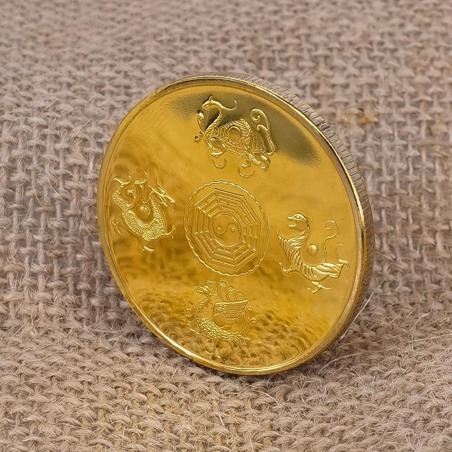 Chinese Ancient Mythical Creatures I Ching Good Luck Coin Blue Dragon Challenge Coin image number 6