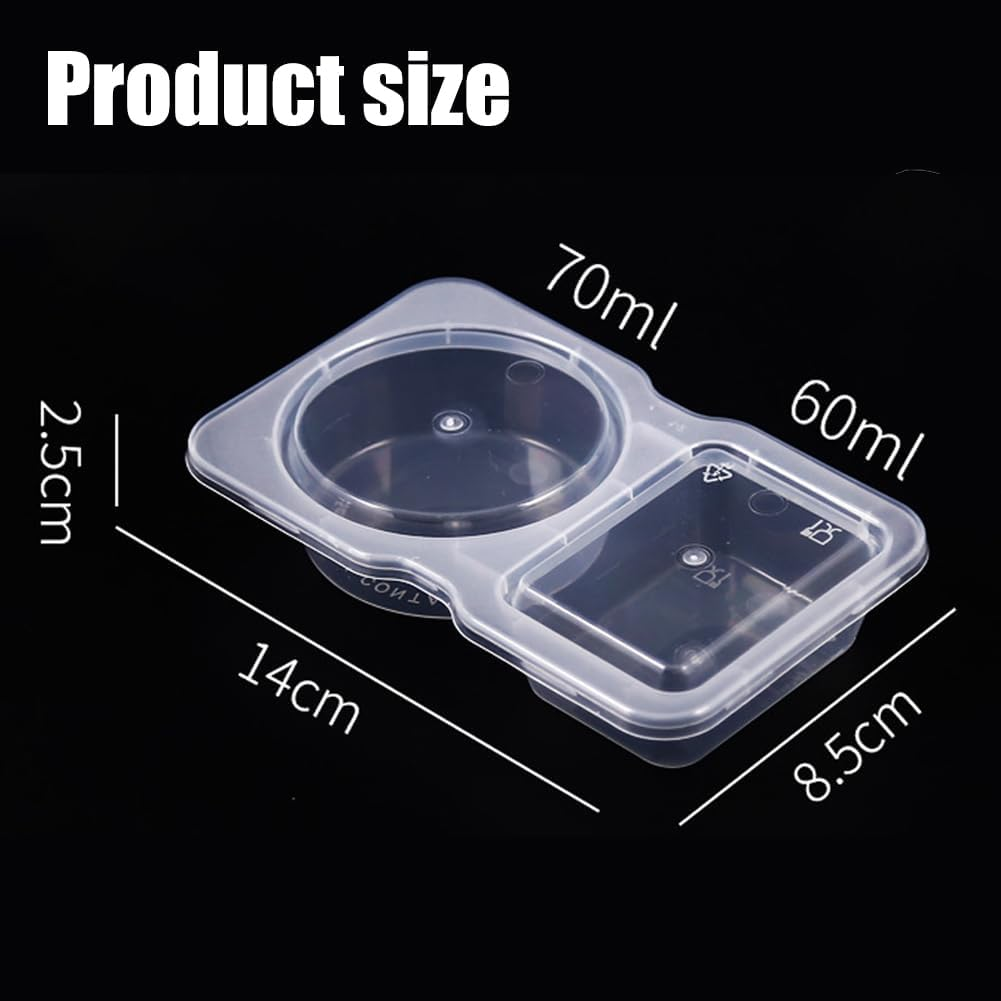 Kiwinvou 15 Pieces Double Compartment Condiment Container, Double Condiment Containers with Lids, 2 Compartment Snack Containers Great for Takeaway Sauces, Dips and Travelling Snacks image number 2