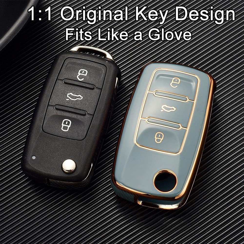 Cacacar for VW Key Fob Cover, Premium Soft TPU Full Protection Key Fob Case for VW Jetta Golf Polo MK6 Passat Tiguan Beetle image number 5