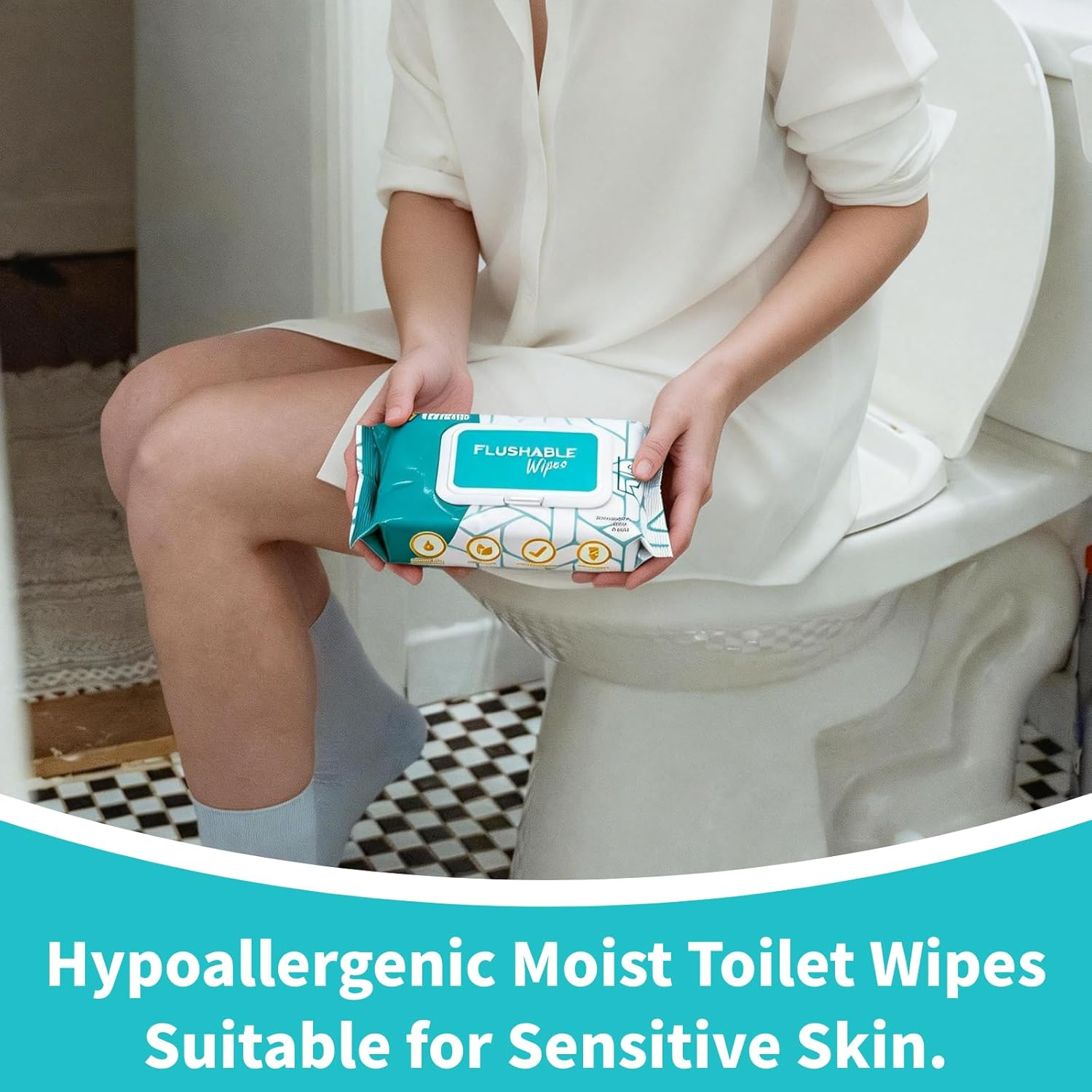 Flushable Wipes for Adults, Septic and Sewer Safe, VIETDAI Toilet Wipes Infused with Aloe and Vitamin E for Women, Men, Elders Incontinence, Travel, and Bathroom Use - 168 Count image number 3